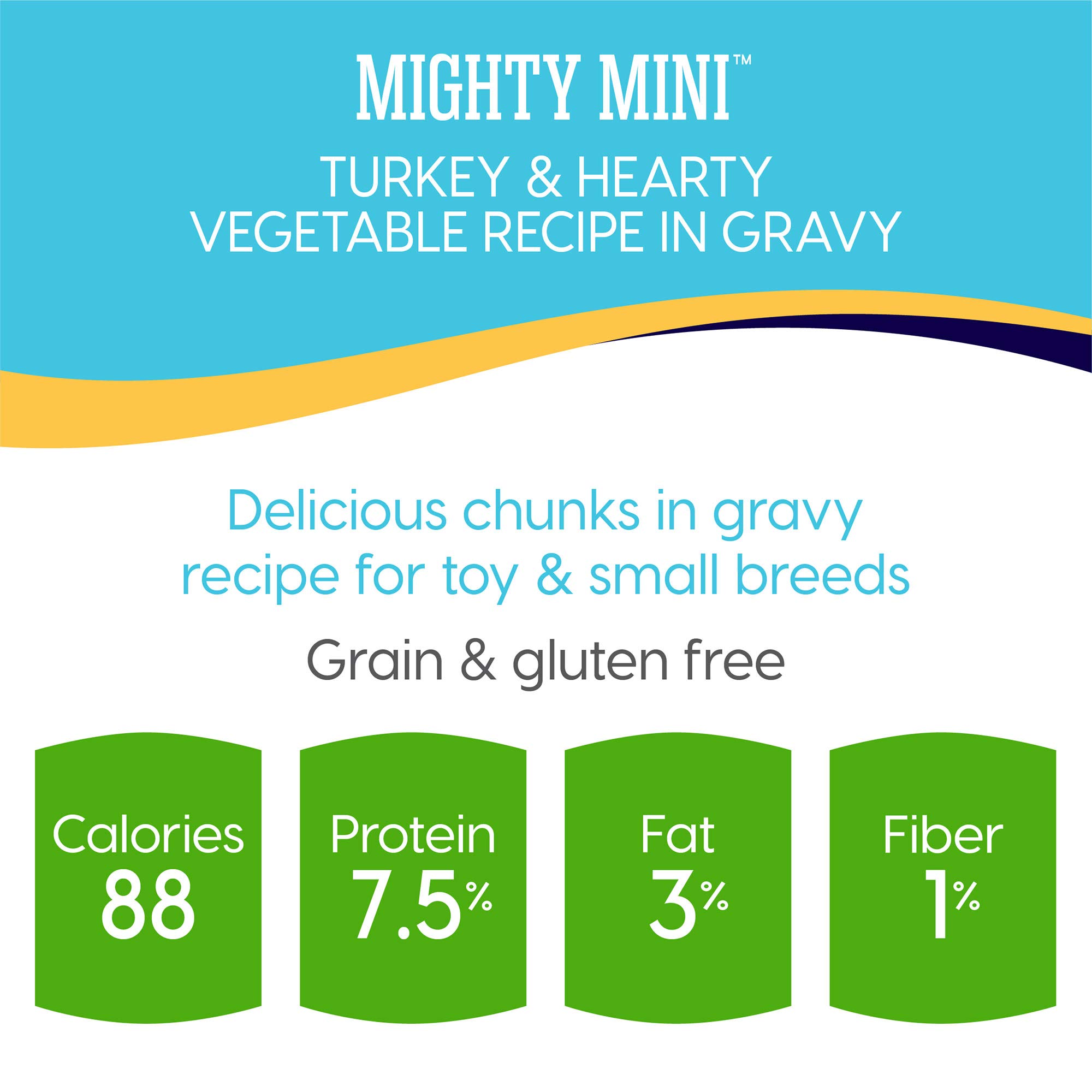 Premium Grain-Free Wet Dog Food - Solid Gold Mighty Mini Turkey Recipe (3.5 oz) | All-Natural, Gluten-Free Small Breed Dog Food for Puppies & Adult Dogs | Perfect for Travel, Training Treats & Sensitive Stomachs