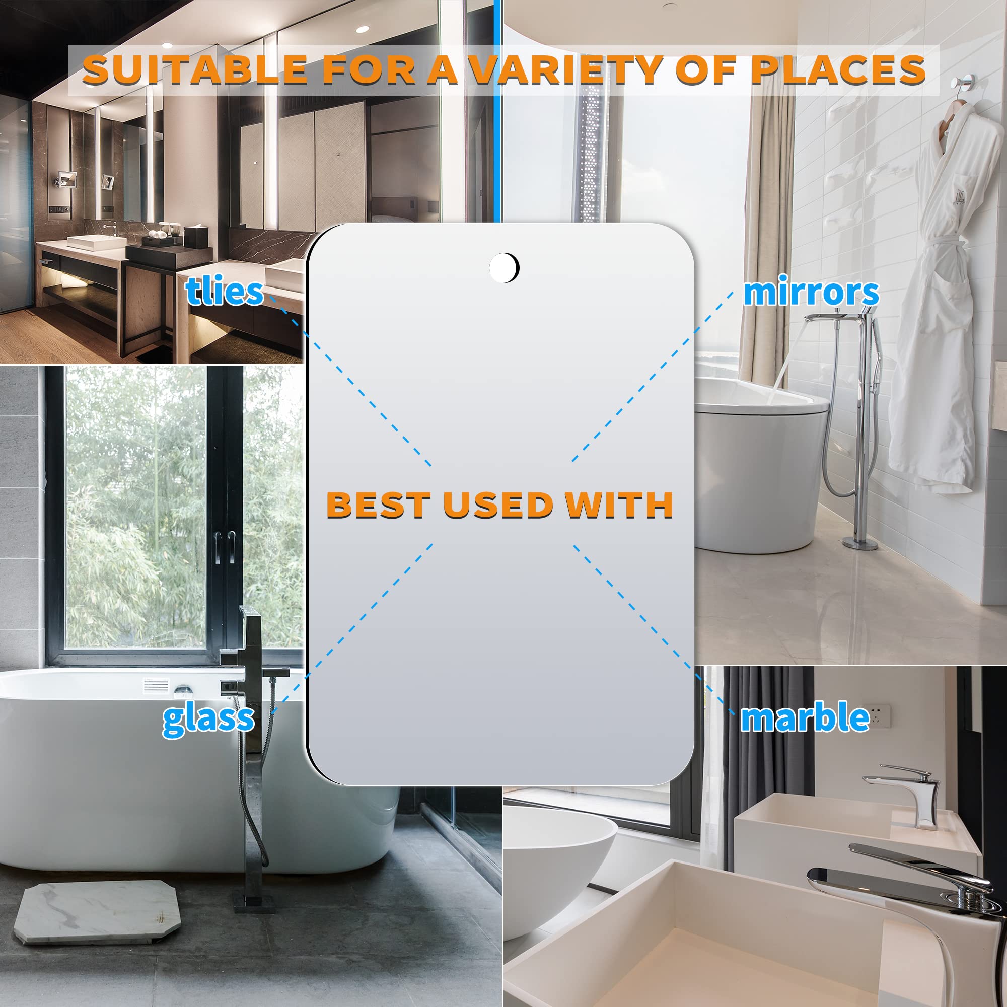 Unbreakable Shower Mirror 2-Pack (6x8 Inches) - Frameless Bathroom Handheld Mirror for Men & Women, Portable Travel & Camping Mirror, Perfect for Makeup, Shaving & Grooming - Silver Finish