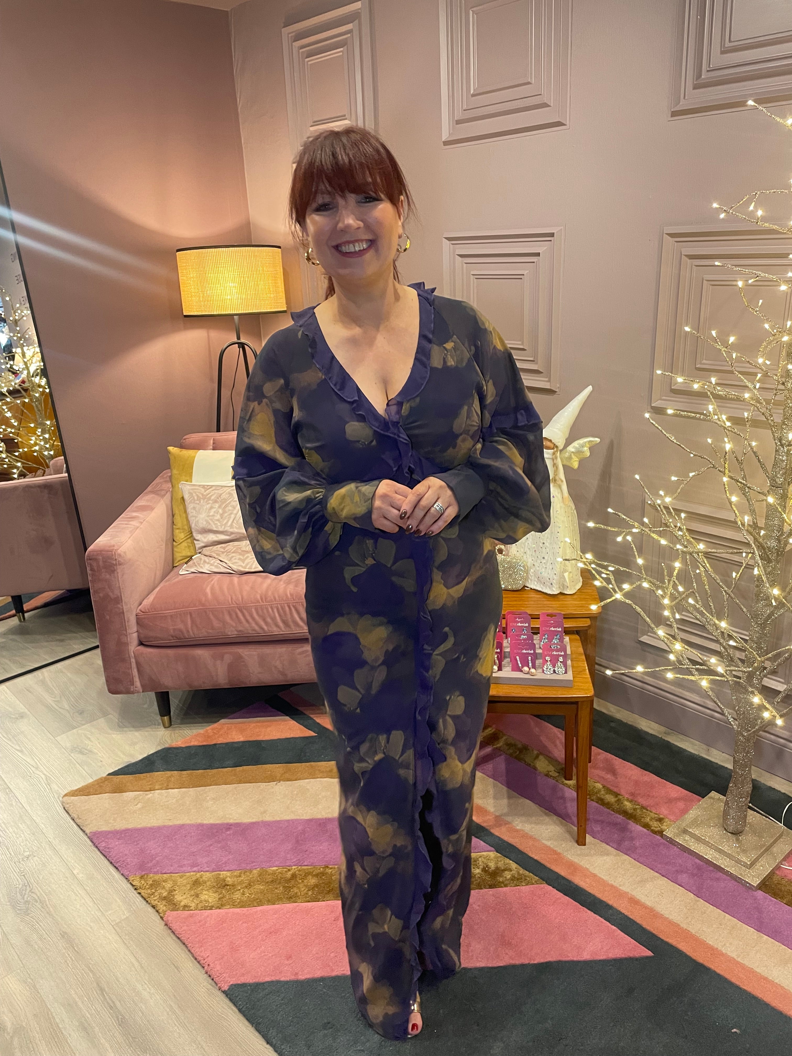 Francesca Frill Maxi Dress in Amethyst - Elegant Long Flowy Dress for Women, Perfect for Weddings, Parties & Summer Vacations