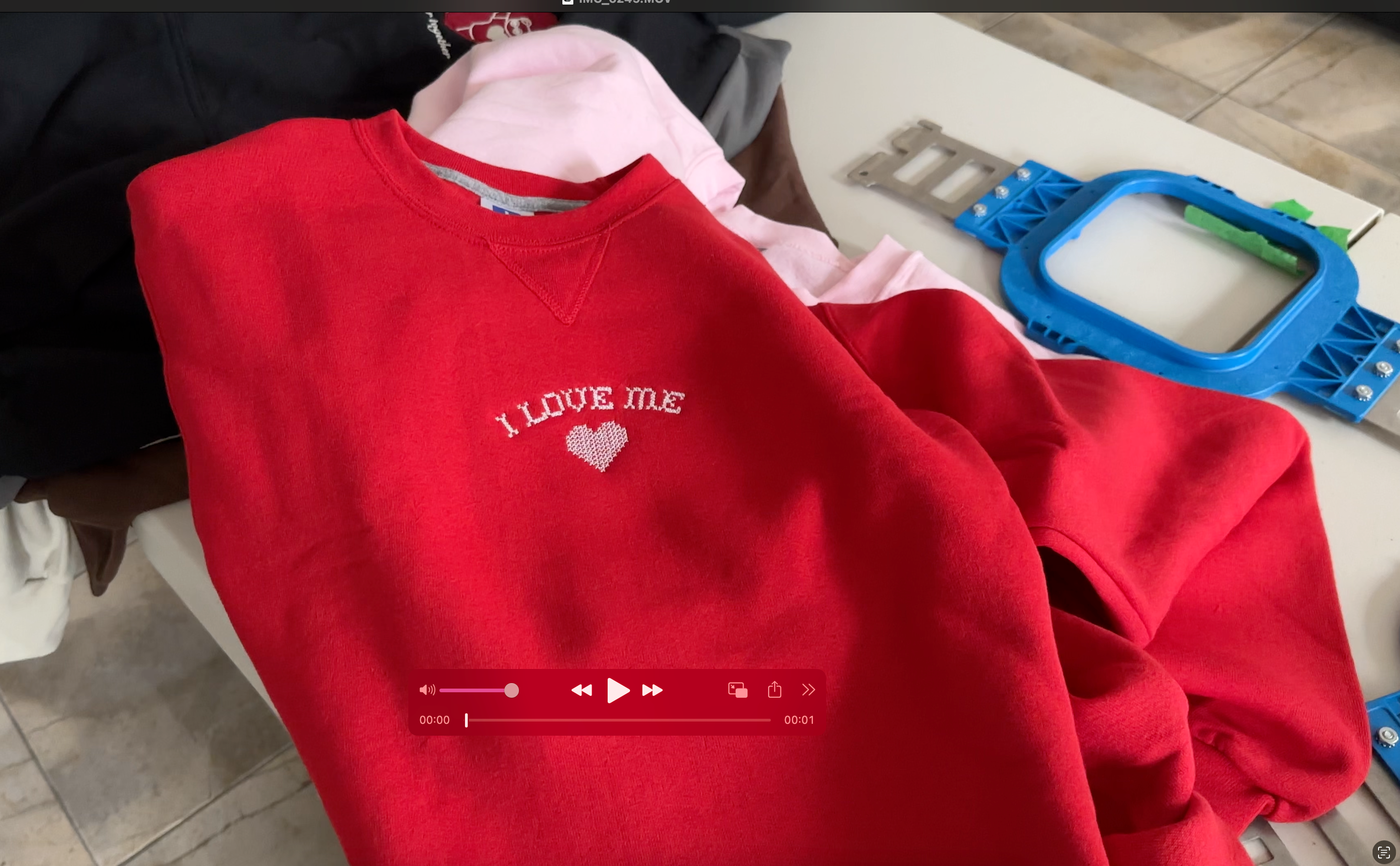 Vintage 'I Love Me' Embroidered Red Crewneck Sweatshirt & Hoodie - Cross Stitch Self Love Apparel for Women | Perfect for Casual Wear, Gifts & Self-Care Days