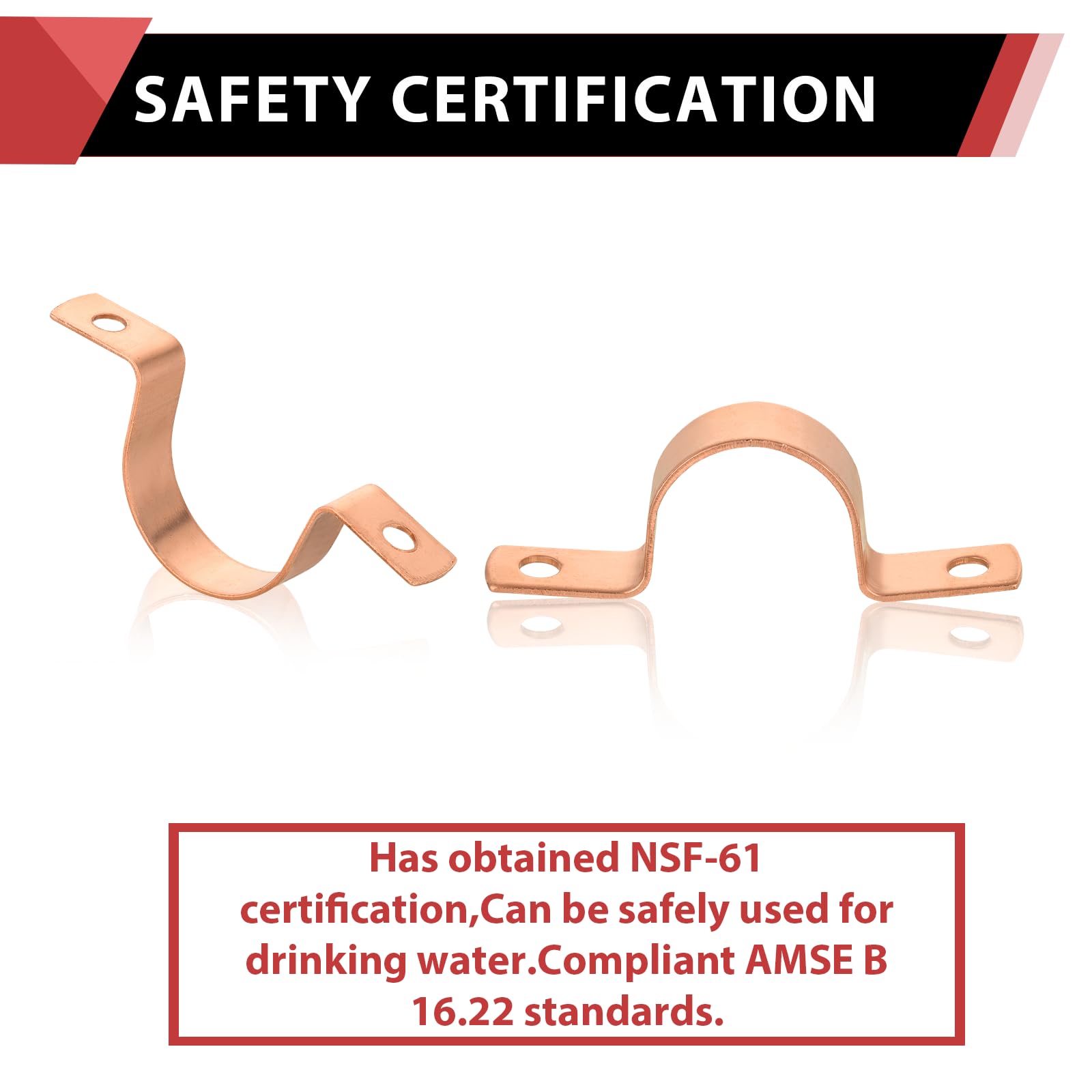 30-Pack EFIELD 3/4-Inch Copper Pipe Straps - Two-Hole Clamp Mount for Plumbing & HVAC - Heavy Duty Copper Made - Perfect for Water Lines, Gas Pipes & Electrical Conduits Installation