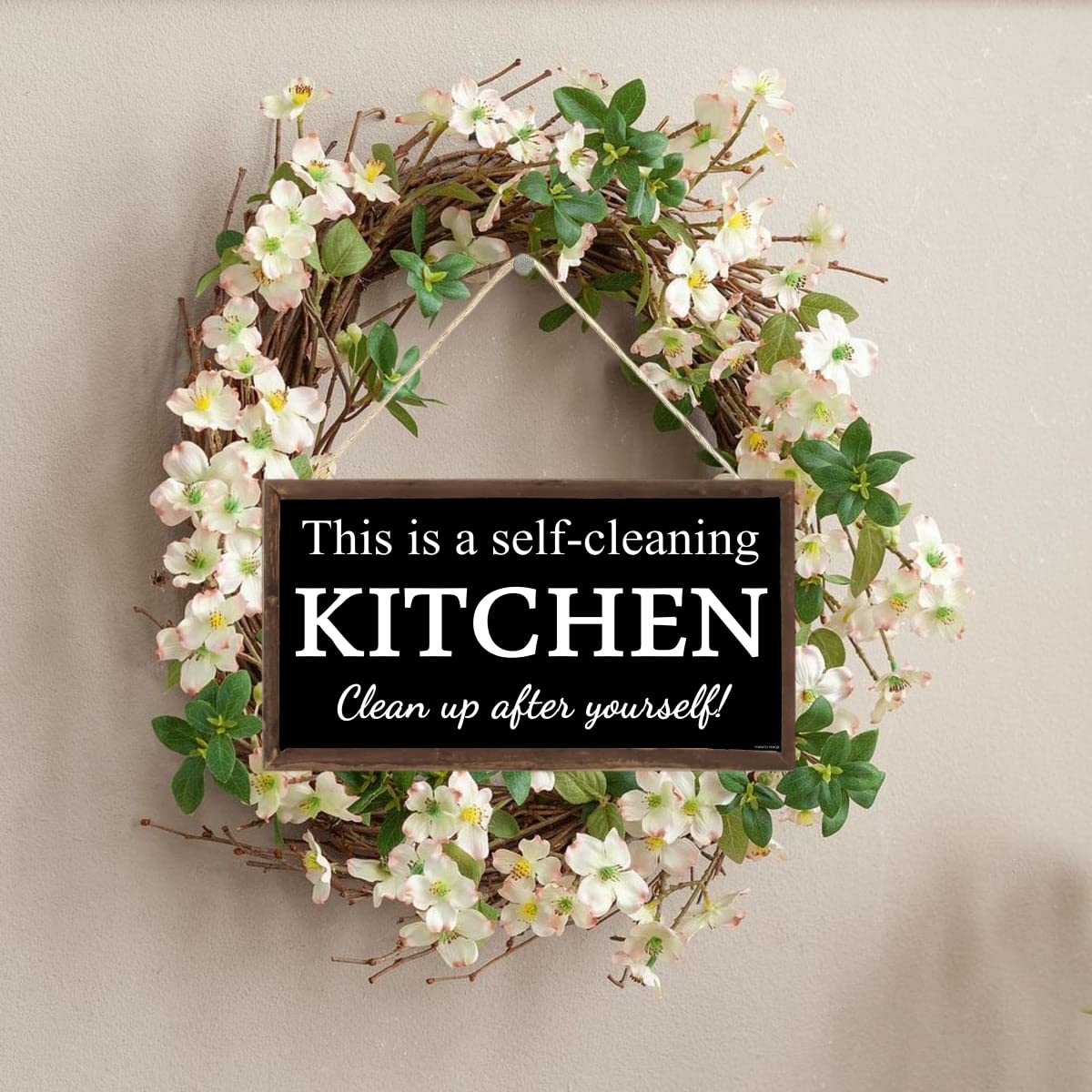 Self-Cleaning Wooden Wall Art for Kitchen - 12x6 Inch Rustic Home Decor Sign, Perfect for Farmhouse & Modern Kitchens - Easy to Hang & Maintain