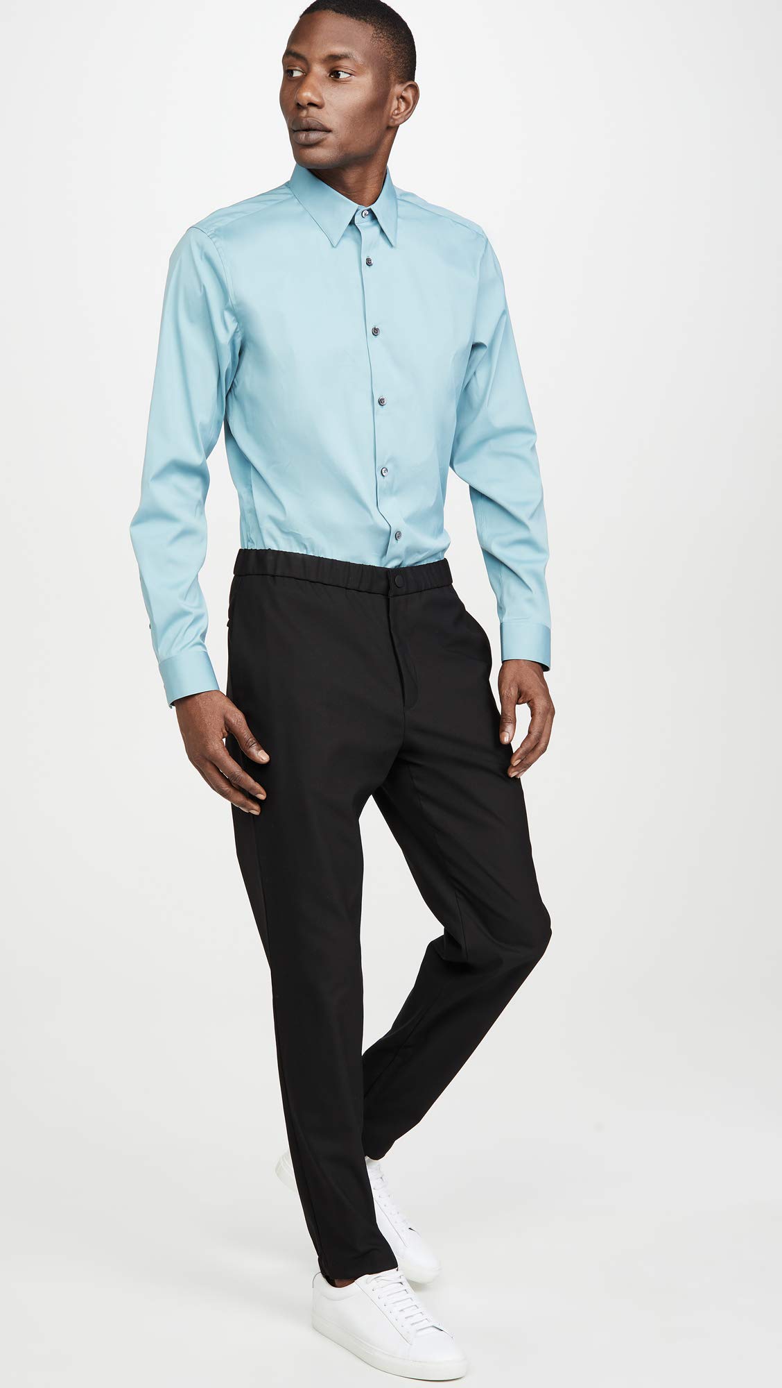 Theory Men's Sylvain Slim Fit Long Sleeve Stretch Button Down Dress Shirt for Work & Business Casual Outfits | Premium Cotton Blend Comfort