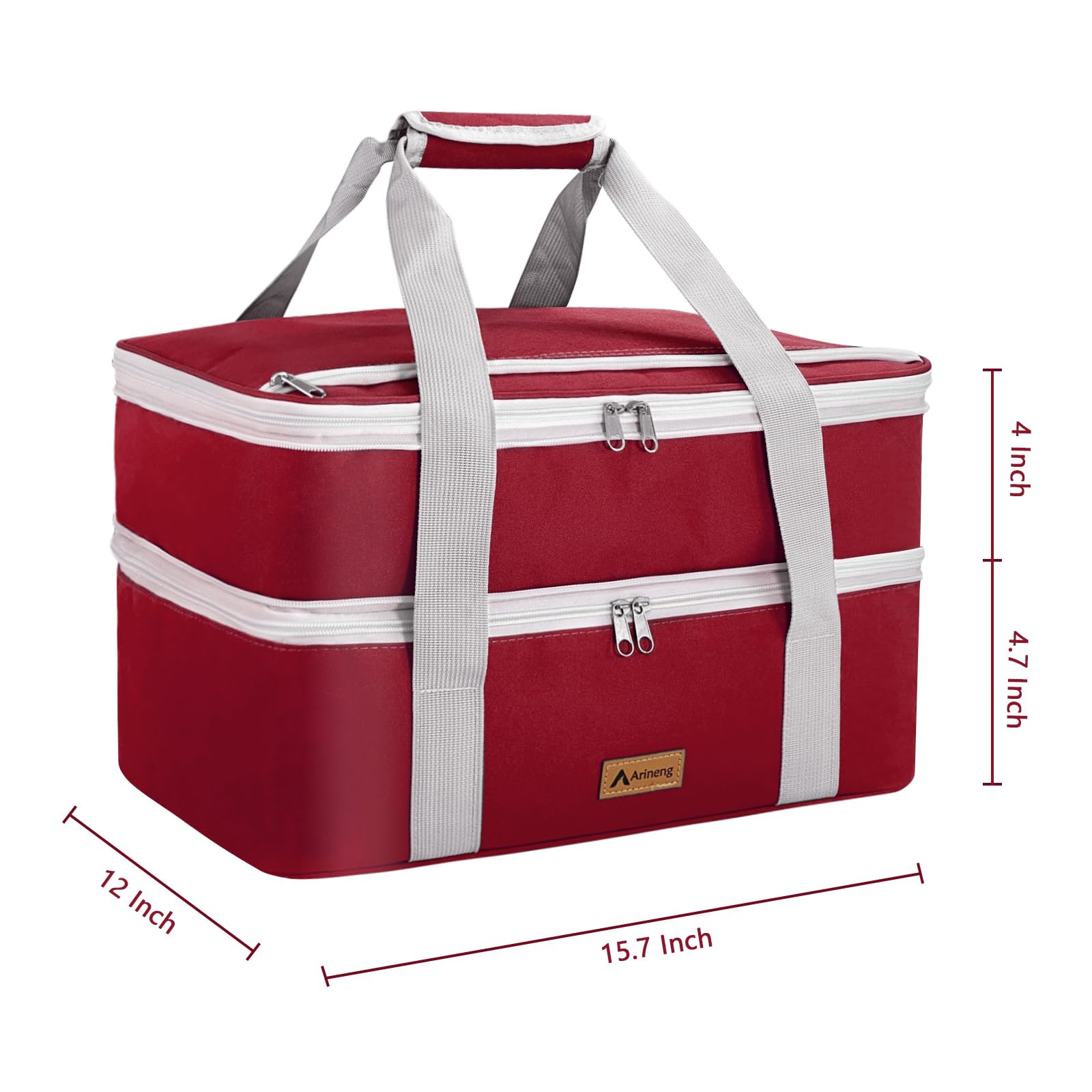 Arienng Insulated Casserole Carrier for Hot & Cold Food - Fits 9x13 & 11x15 Inch Baking Pans - Thermal Insulation Keeps Meals Fresh - Perfect for Potlucks, Picnics & Holiday Gatherings