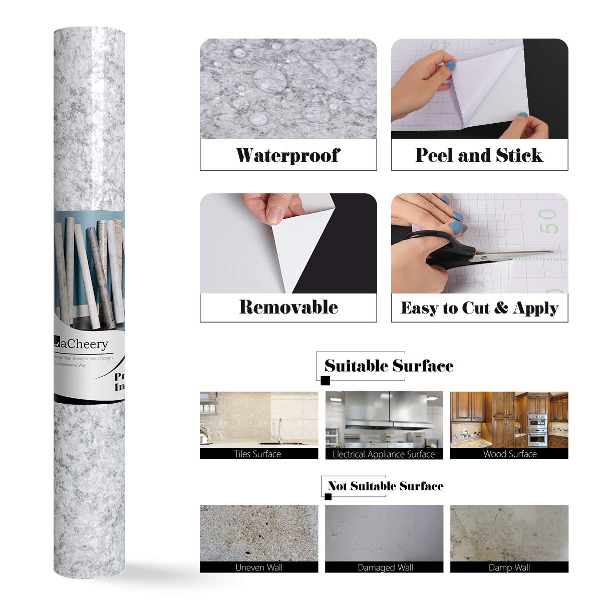 LACHEERY Faux Granite Contact Paper 15.8