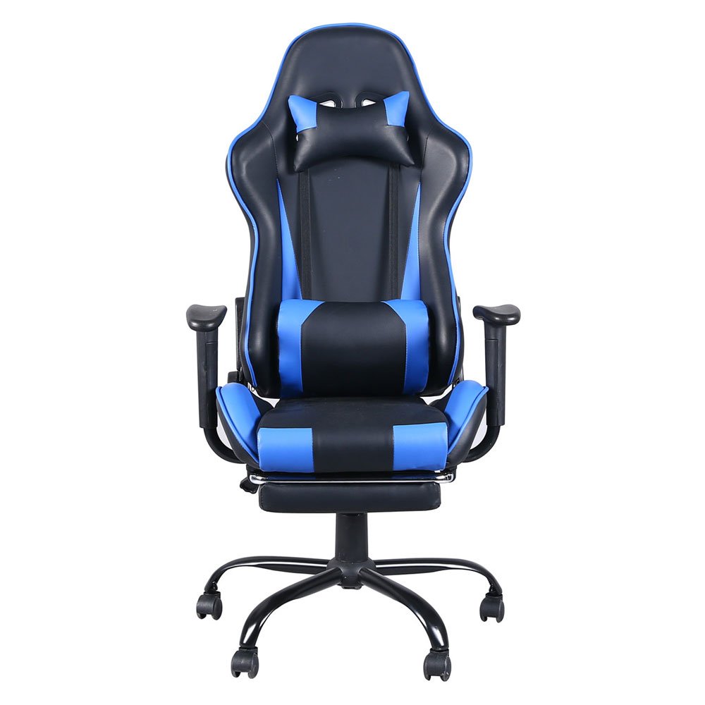 Volowoo High Back Ergonomic Swivel Gaming Chair with Adjustable Lumbar Support and Footrest - Black & Blue - Perfect for Office, Home, and Esports Gaming Setup