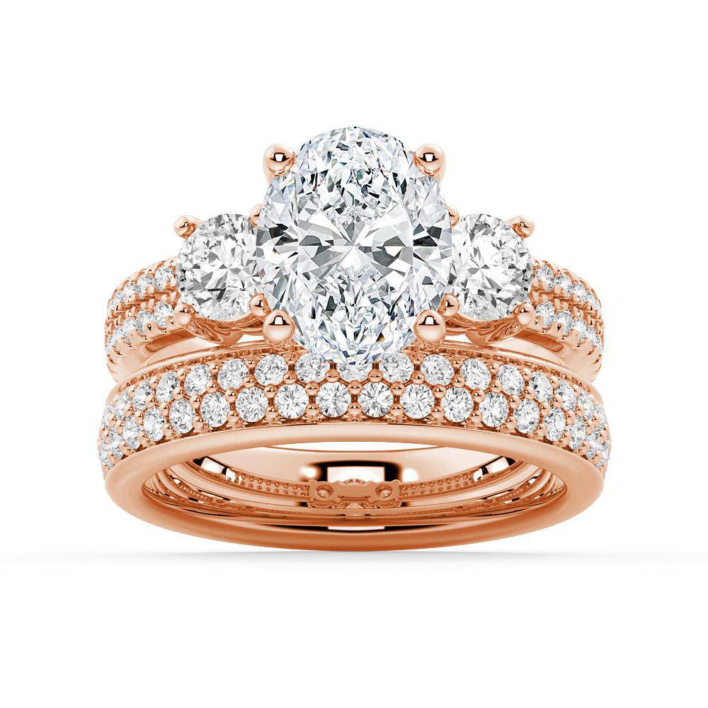 Exquisite Double Row Pave Three Stone Oval Cut Moissanite Engagement Ring for Women | Vintage Inspired Wedding Band | Perfect for Proposals, Anniversaries & Special Occasions
