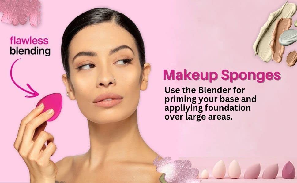 Sunaina Makeup Sponge Set - 6 Pcs Soft Beauty Blenders for Liquid Foundation, Cream & Powder - Includes Egg Case - Perfect for Professional & Everyday Face Makeup Application at Home or Travel