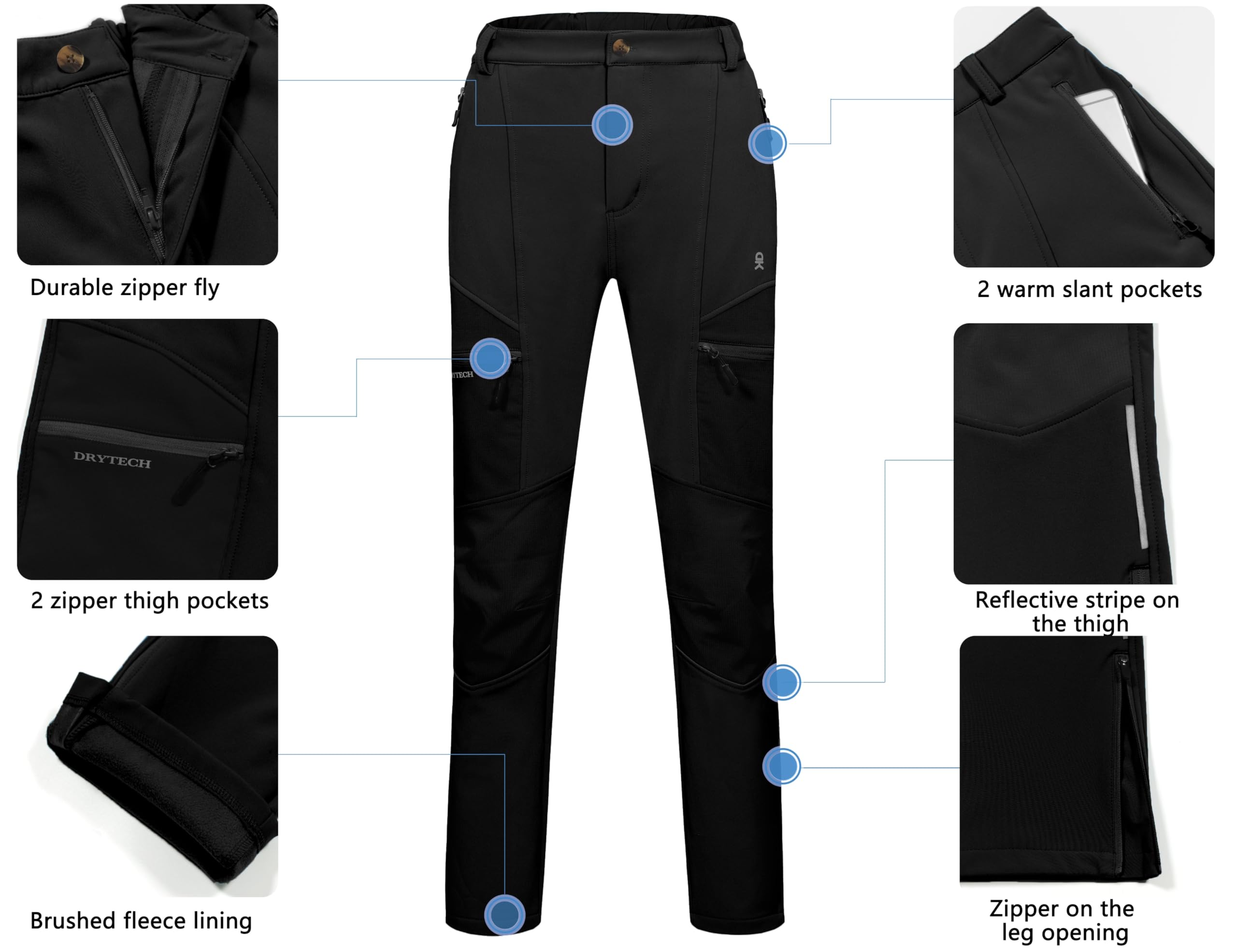 Little Donkey Andy Women's Ski Softshell Pants - Windproof Winter Snow Pants for Skiing & Snowboarding - Water-Resistant Thermal Insulated Hiking Pants for Cold Weather Outdoor Activities