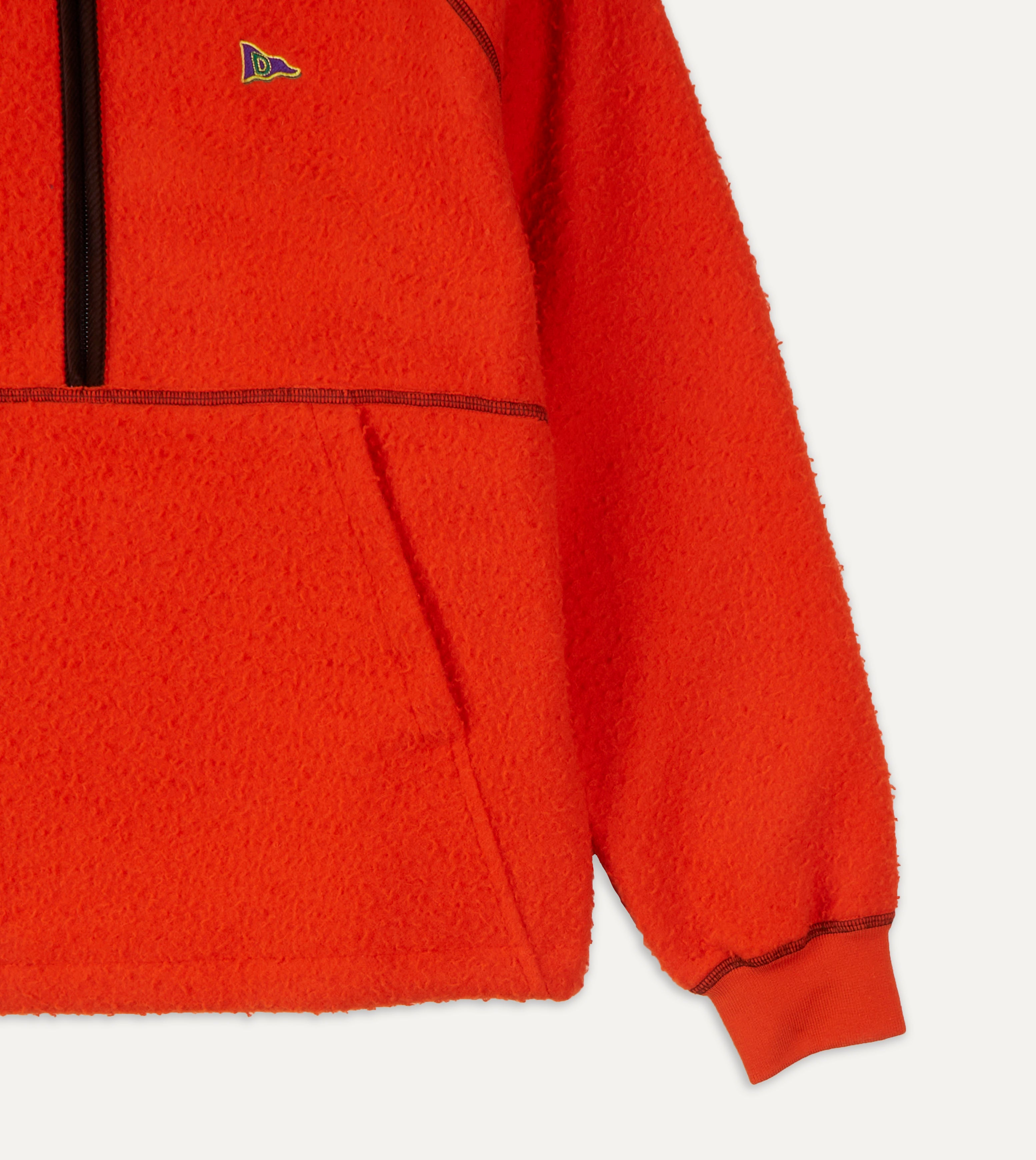 Orange Casentino Wool Half Zip Pullover Fleece Jacket - Warm Winter Layering for Men & Women | Perfect for Outdoor Activities & Casual Wear