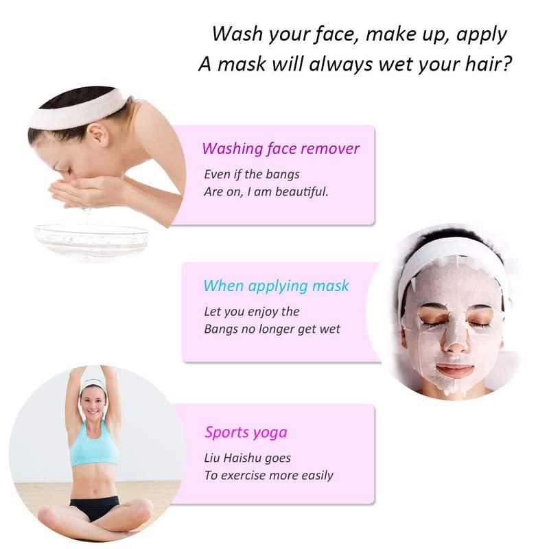 3 Pack Adjustable Terry Cloth Spa Headbands for Women - Soft Stretchable Bath & Shower Head Wrap with Magic Tape - Perfect for Skincare, Makeup, Hair Washing & Sports Activities