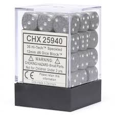 Chessex 36-Piece 12mm Speckled D6 Dice Set with Pips - Perfect for Dungeons & Dragons, Board Games, and Tabletop RPGs