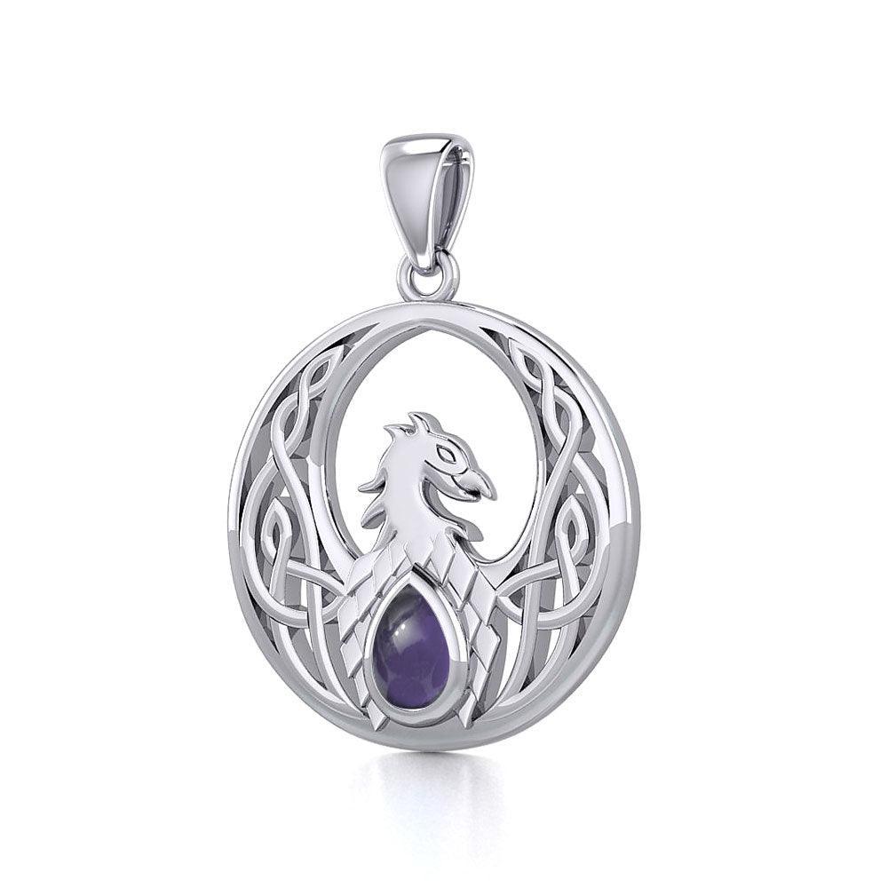 Celtic Phoenix Sterling Silver Pendant with Genuine Gemstone - Elegant Jewelry Gift for Women - Perfect for Weddings, Anniversaries & Special Occasions - TPD5719