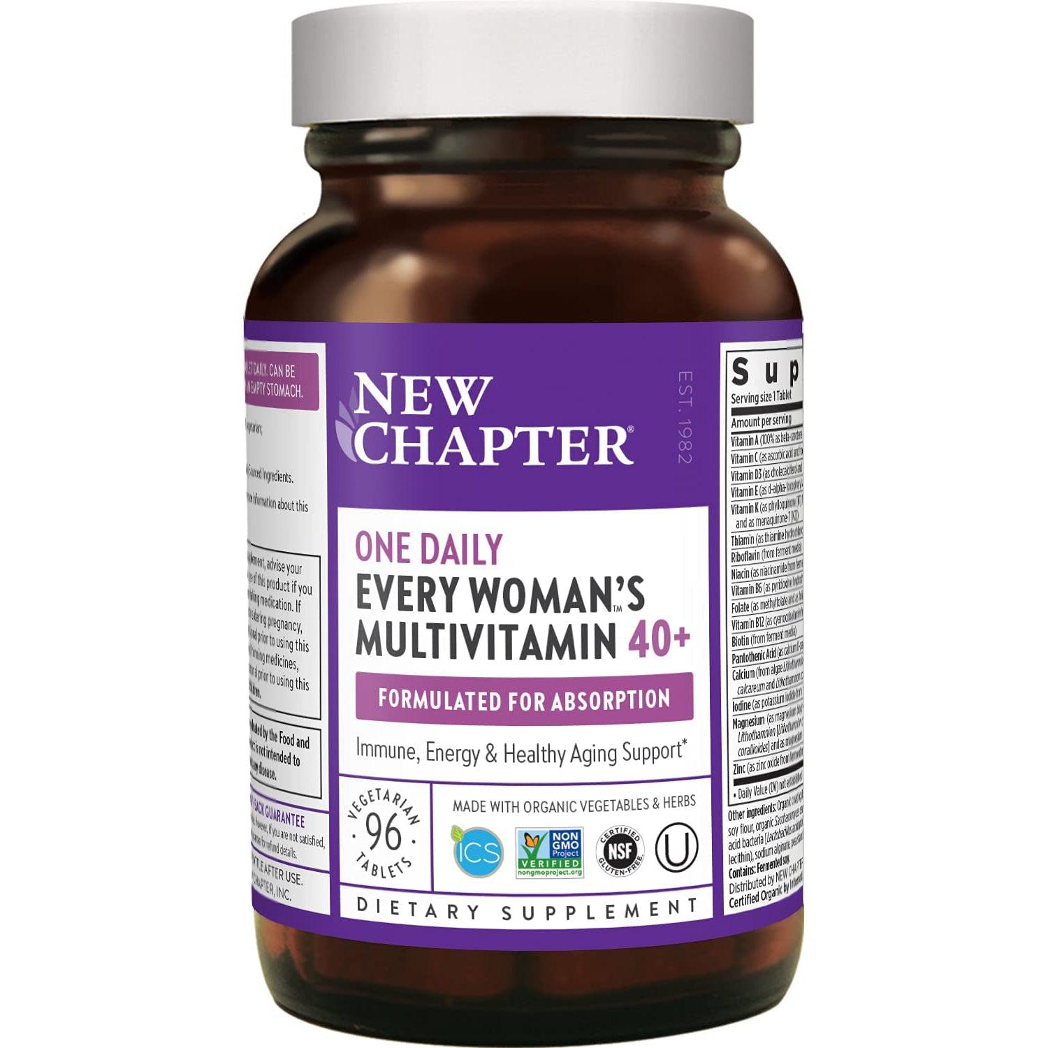 New Chapter Every Woman's One Daily 40+ Multivitamin for Women - Organic Whole Food Supplement with Vitamins & Minerals - Supports Energy, Immunity & Bone Health - Perfect for Active Lifestyles & Menopause Support