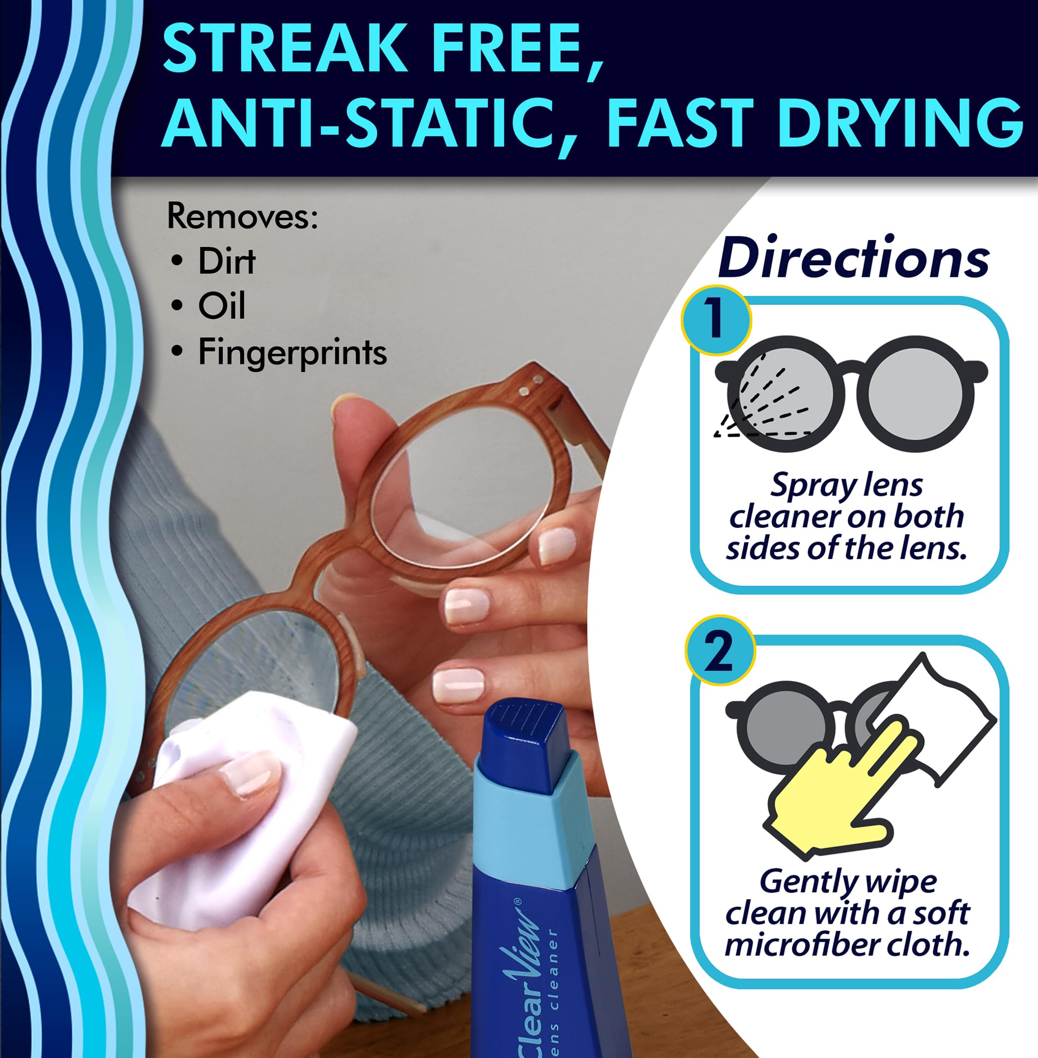 Portable Lens Cleaner Kit - Travel Size with Premium Cleaning Solution, Refillable Spray & Microfiber Cloth | Safe for Glasses, Camera Lenses & Screens | Compact & On-The-Go for Travel, Office & Outdoor Use