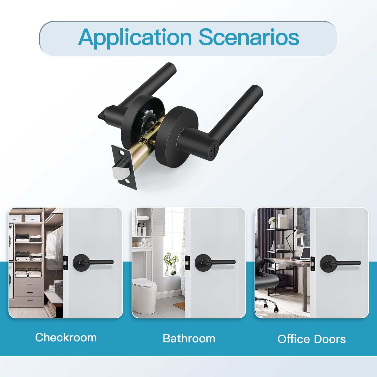 Heavy Duty Privacy Door Lever - Thumb-Turn Lock for Bathroom & Hallway