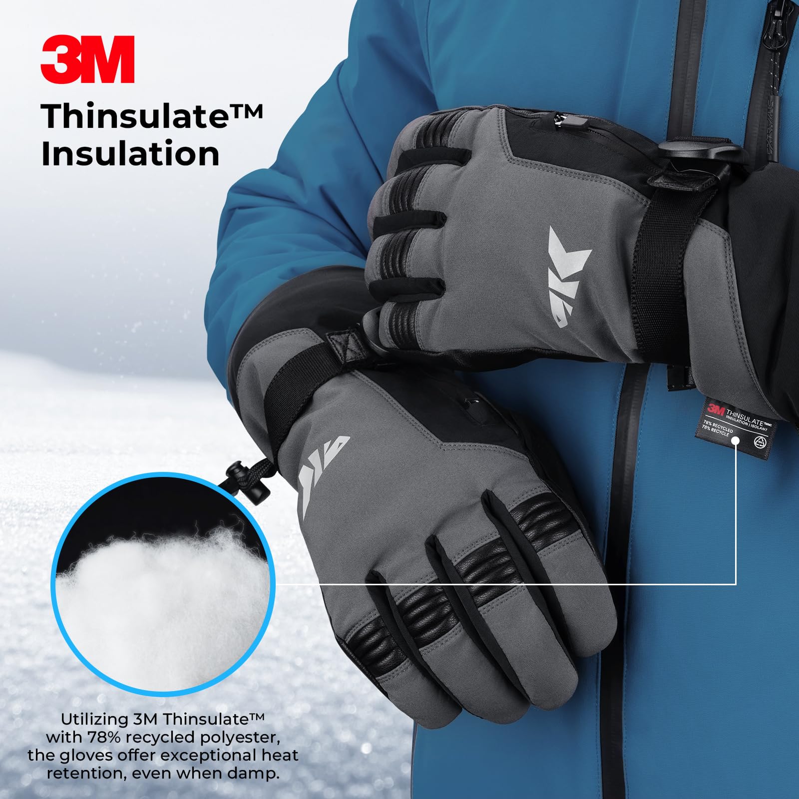 KastKing IceRiver Fishing Gloves - 100% Waterproof Cold Weather Gloves for Men & Women - Durable Winter Gloves for Ice Fishing, Hunting & Outdoor Sports - Perfect for Skiing, Snowboarding & Winter Adventures