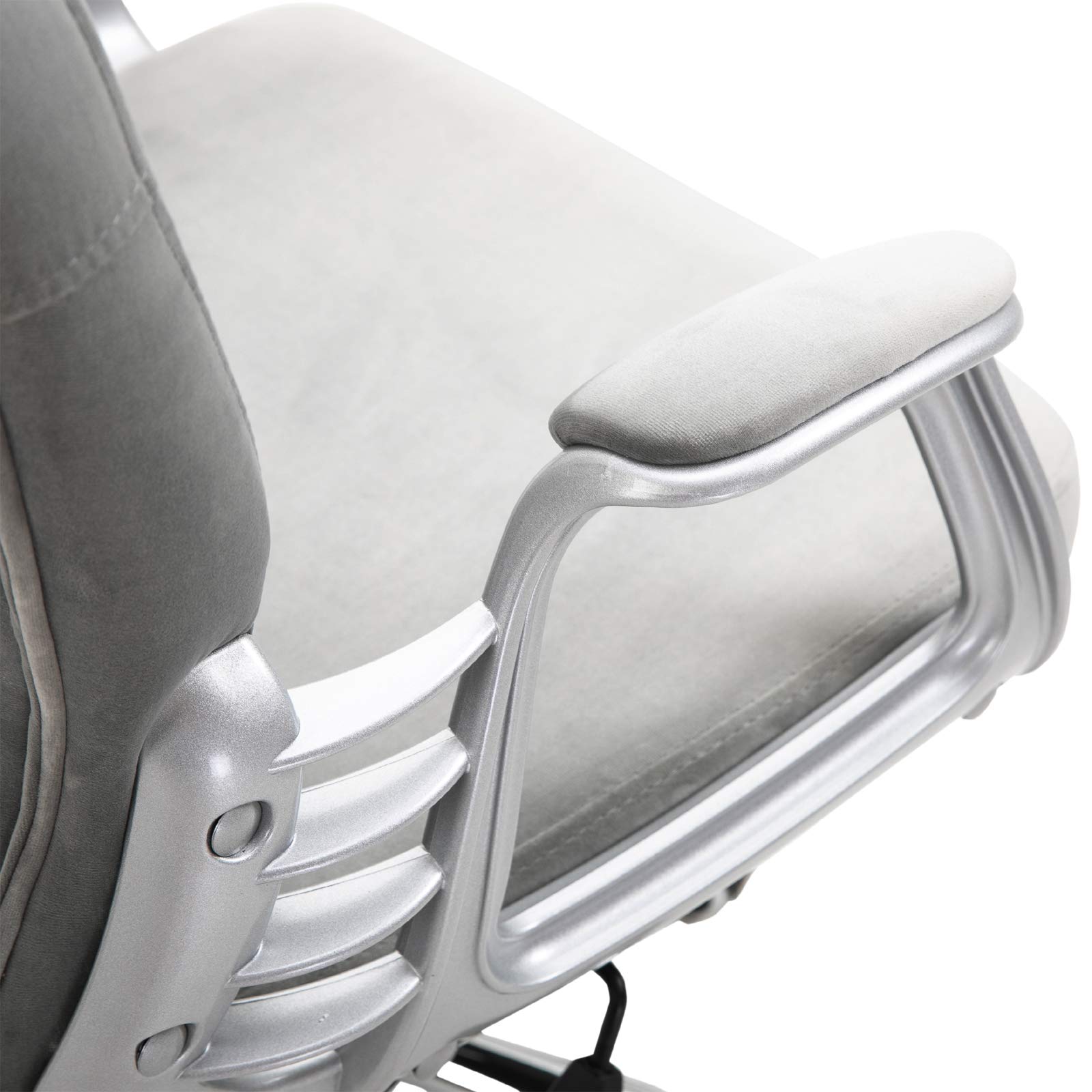 Vinsetto Velvet Home Office Chair - Button Tufted Ergonomic Desk Chair with Padded Armrests, Adjustable Height & 360° Swivel Wheels, Gray - Perfect for Home Office, Gaming & Study Workspace