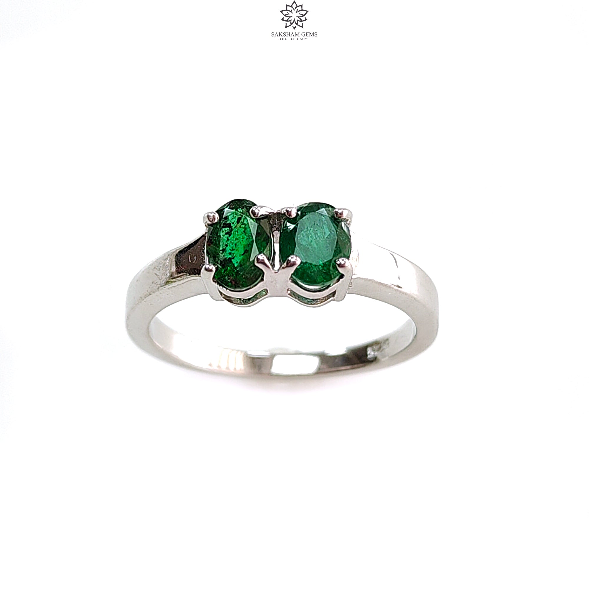 Natural Untreated Emerald Oval Faceted Cut 925 Sterling Silver Ring - 2.86gms Prong Set Size 7.5 US | Elegant Jewelry for Women, Perfect Gift for Anniversary, Birthday & Special Occasions