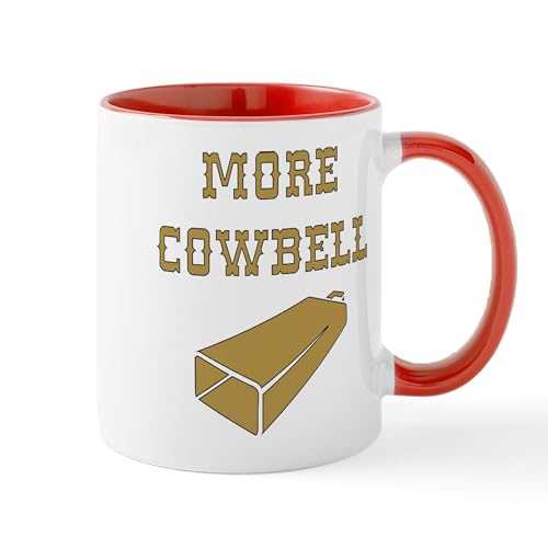 White/Red Inside - More Cowbell Funny Music Mugs