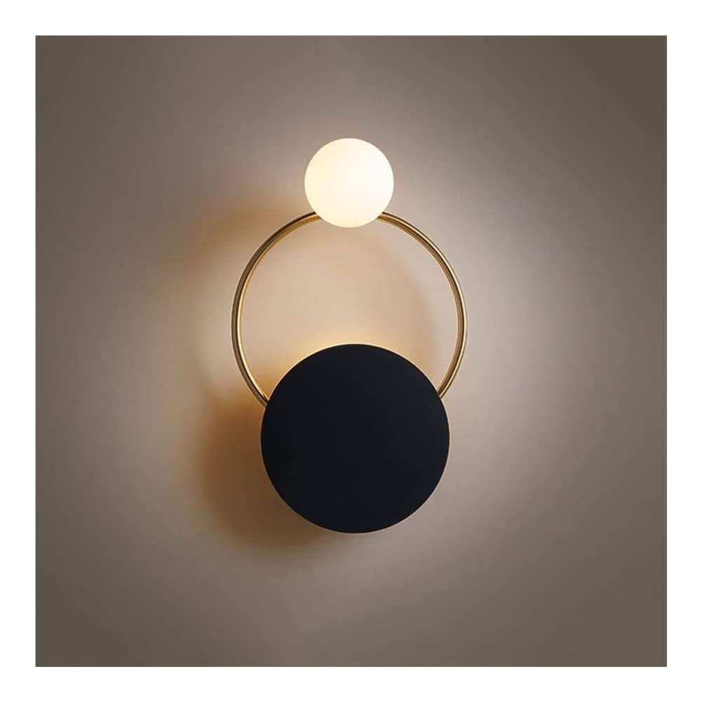 Modern Copper Ring Dimmable Wall Sconce with Frosted Glass Ball - 7W G4 LED Three-Color Light for Living Room, Bedroom & TV Background - Indoor Wall Lamps Lighting for Cozy Ambiance & Decorative Home Illumination