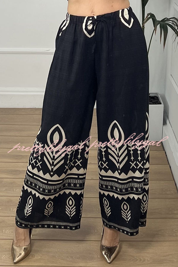 Stylish Elastic Waist Wide Leg Pants with Pockets - Comfortable Casual Women's Trousers for Work, Travel & Everyday Wear