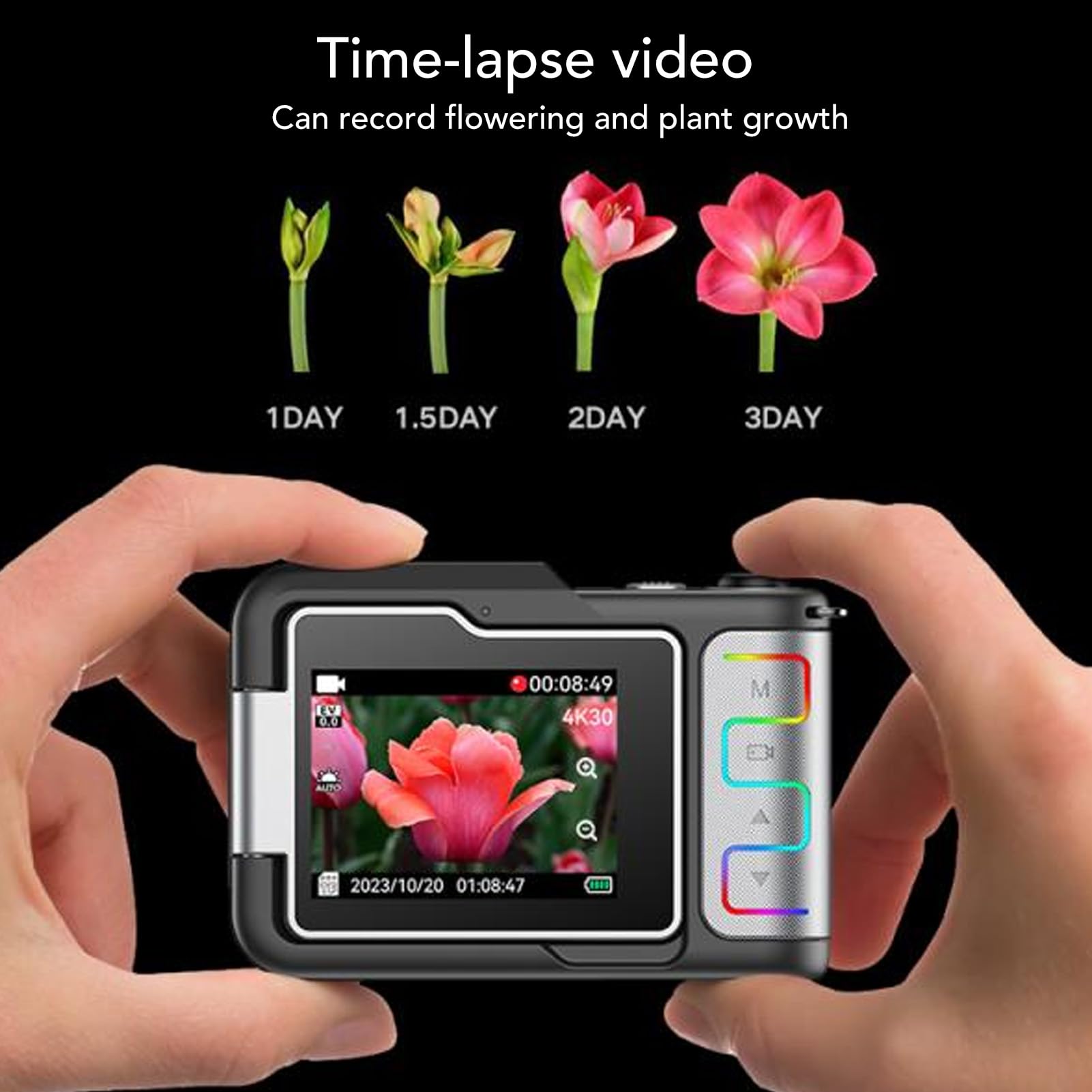 4K Digital Camera 48MP Vlogging Camera with Night Vision, Time Lapse, Macro & Slow Motion - Perfect for Kids, Beginners & Adults - Ideal for Travel, YouTube Videos & Family Events