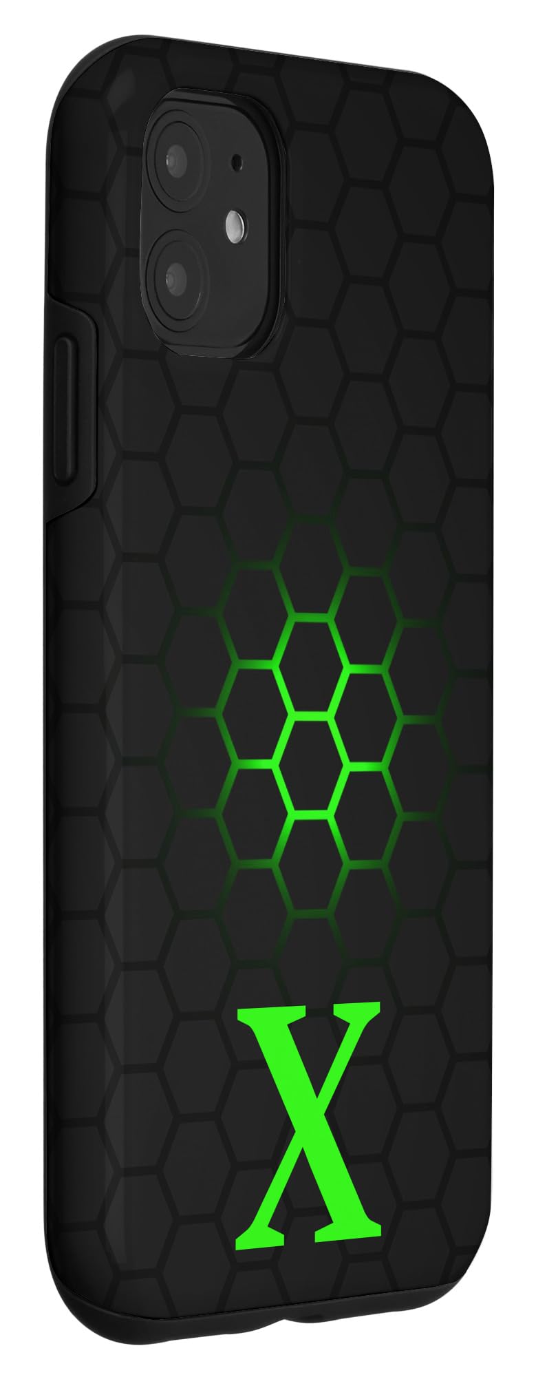 iPhone 11 Lime Green Black Phone Case with Letter X - Green X Initial Case for Daily Protection & Style