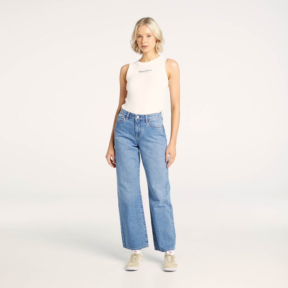 Vintage Wide Leg Jeans for Women - High Waist Distressed Denim Pants in Blue Champagne Wash | Perfect for Casual Outfits, Retro Style & Everyday Wear