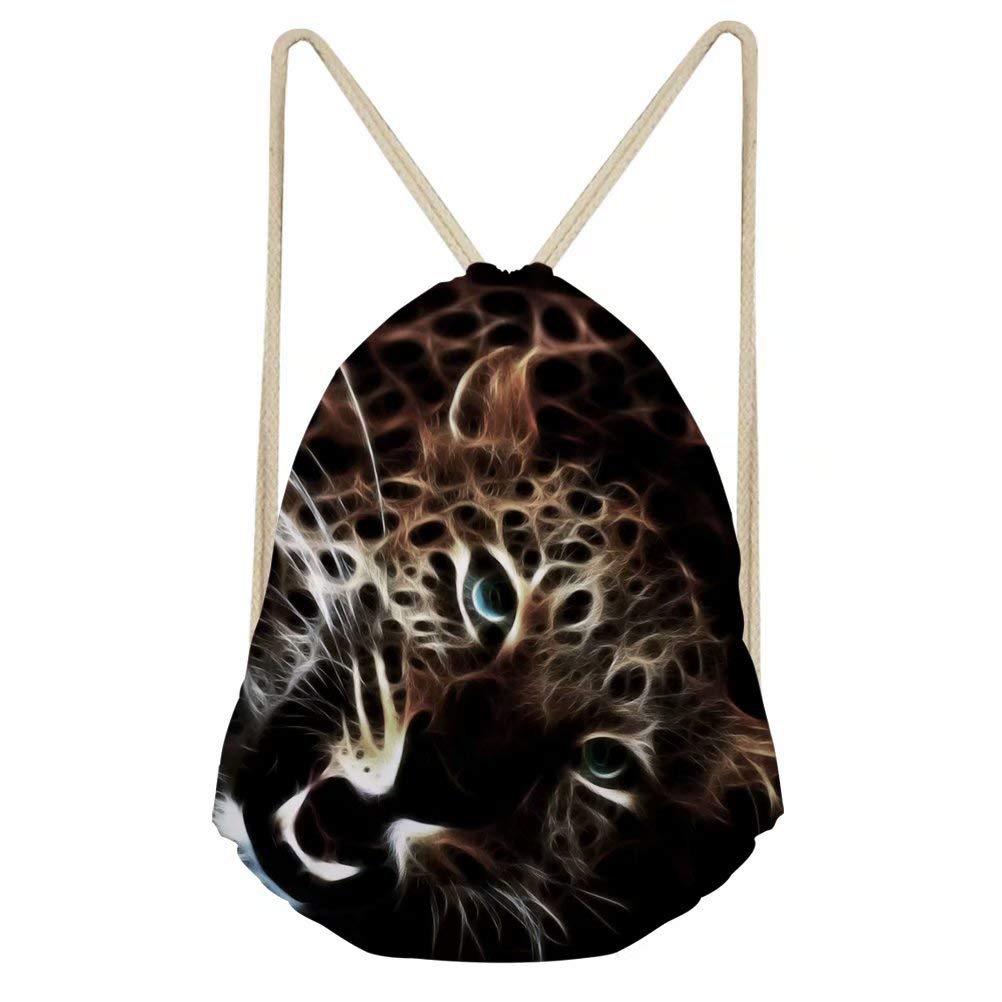 3D Tiger Print Drawstring Backpack - Custom Small School Bag for Boys, Kids Zoo Animal Travel Backpack - Perfect for School, Travel, and Outdoor Adventures