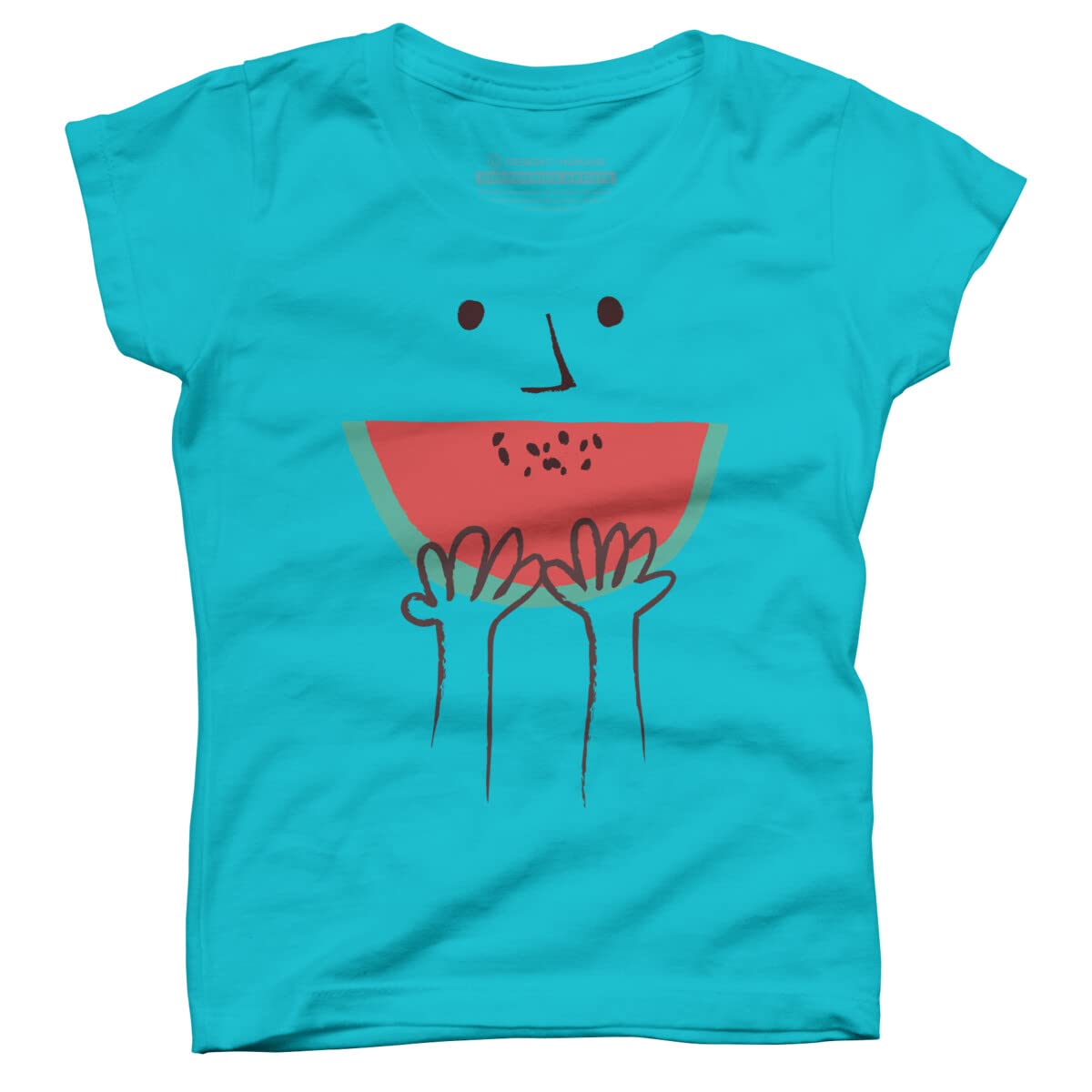 Design By Humans Girl's Summer Smile Graphic Tee by Radiomode - Cute Summer T-Shirt for Girls - Perfect for Beach Outings, Vacation & Casual Wear