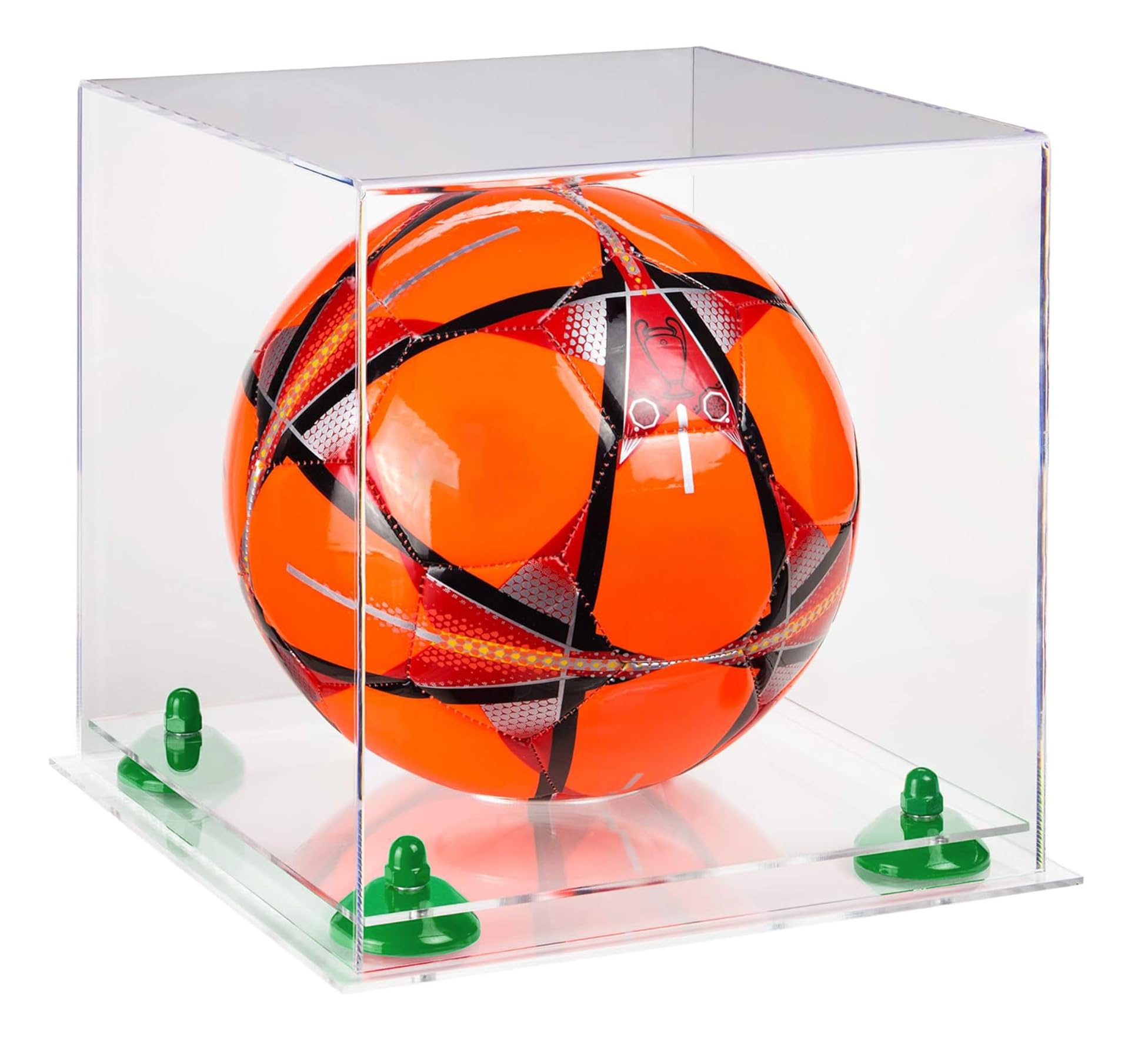Acrylic Soccer Ball Display Case with Stand - Clear Protective Showcase for Collectibles, Trophies & Memorabilia - Perfect for Home, Office, or Sports Room Decor