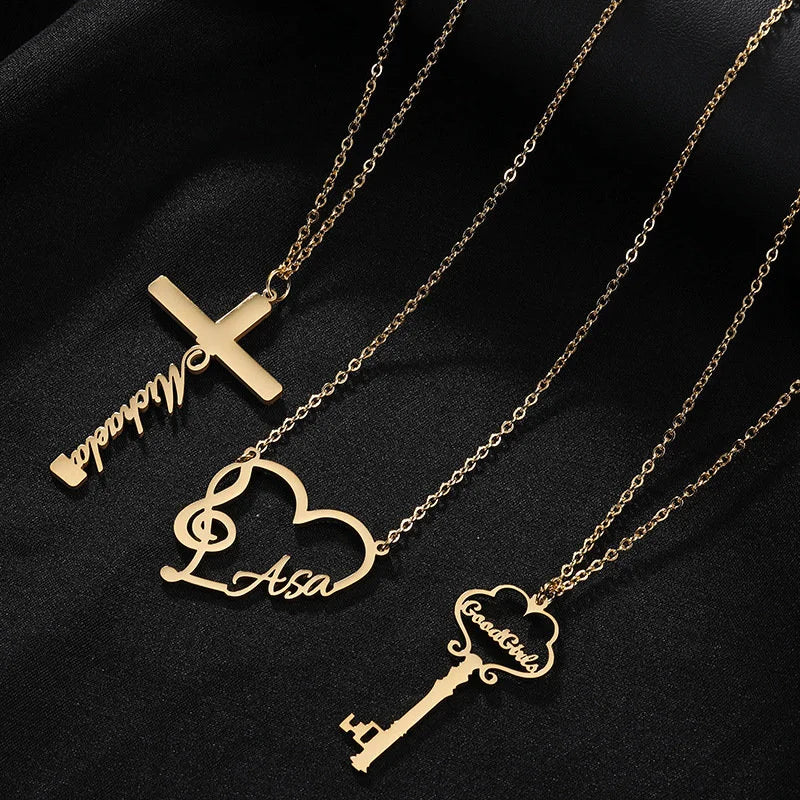 Personalized Cross Heart Pendant Name Necklace for Women - Custom Engraved Jewelry Gift for Mom, Wife, Girlfriend | JY068 | Perfect for Valentine's Day, Anniversary & Birthday Gifts