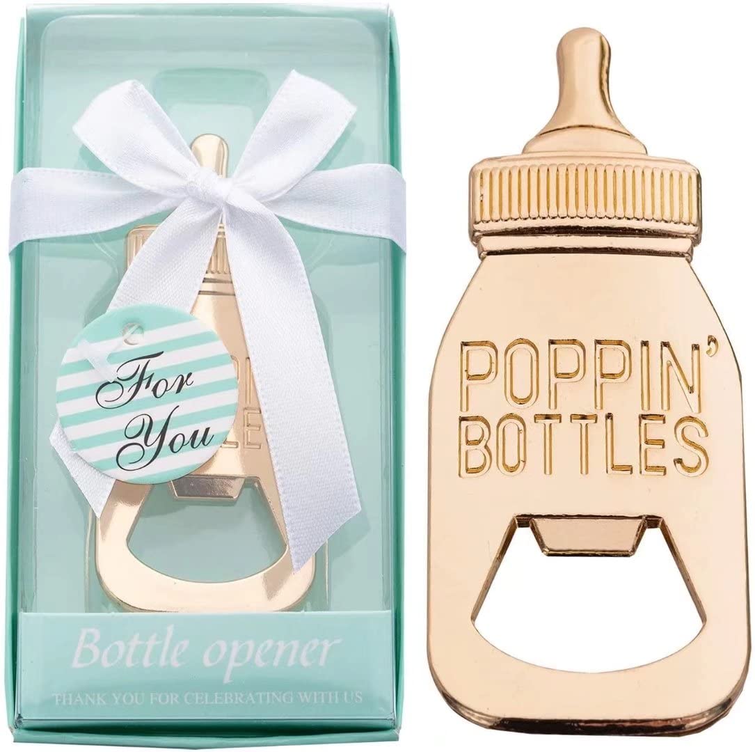 24 Pack Blue Poppin Bottle Openers - Baby Shower Favors, Return Gifts & Party Decorations for Boys | Perfect for Baby Showers, Gender Reveals & Birthday Parties