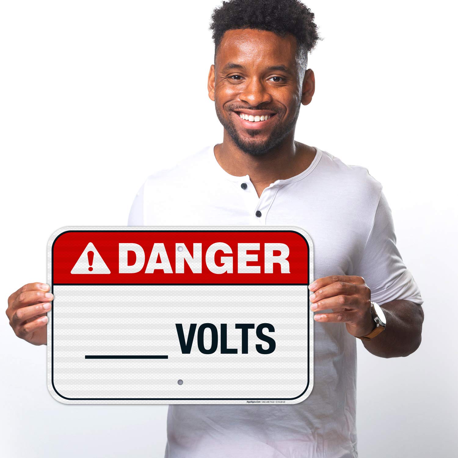 ANSI Danger Sign - 12x18 Inches, 3M EGP Reflective Aluminum, Fade Resistant for Indoor & Outdoor Use | Sigo Signs Volts Sign (SI-5448) | Made in USA | Perfect for Construction Sites, Warehouses & Hazardous Areas
