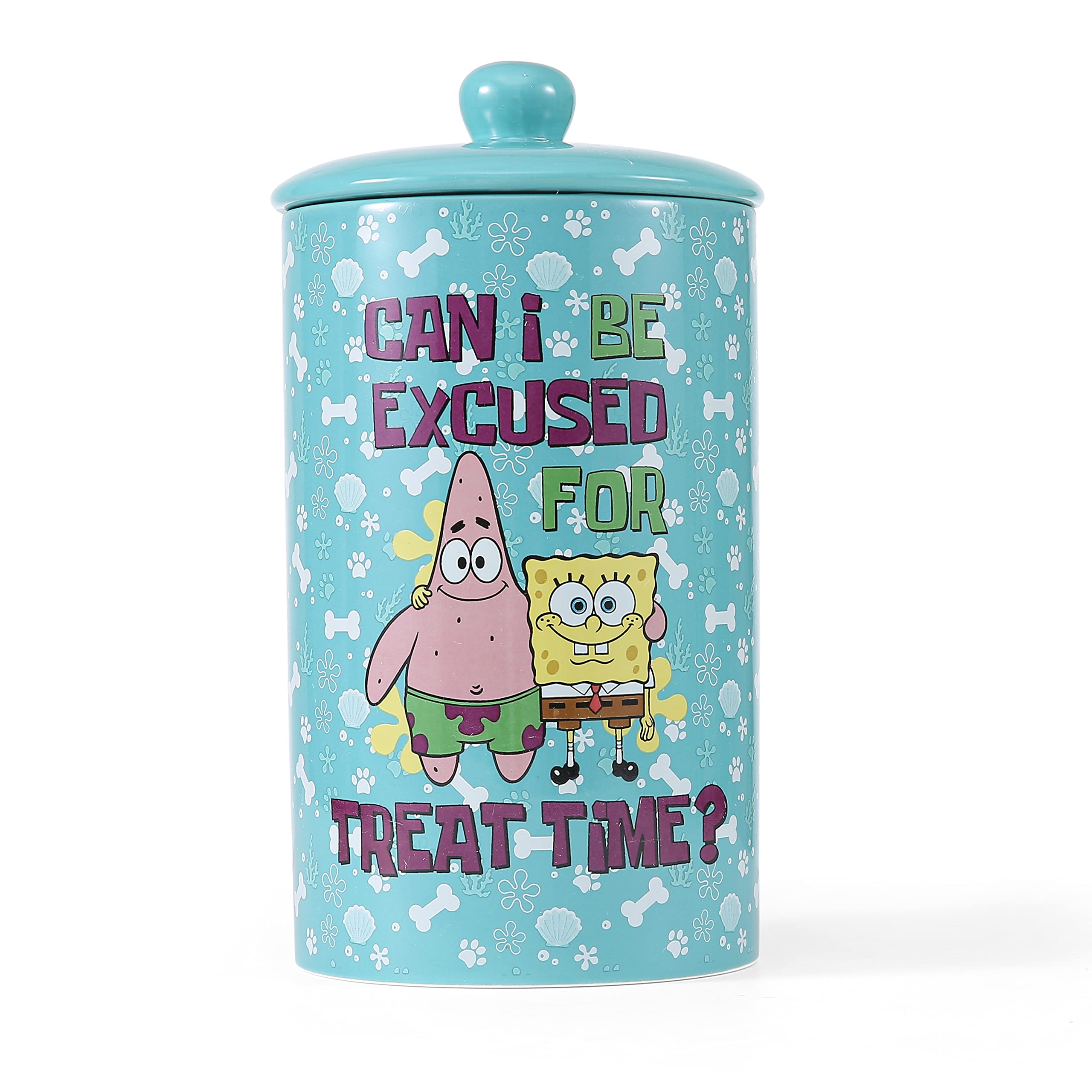 SpongeBob SquarePants Ceramic Dog Treat Jar with Lid - 10