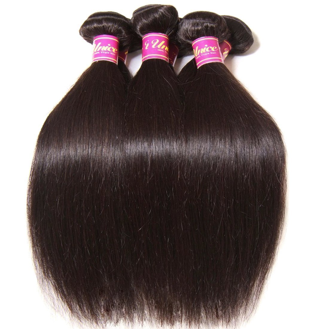 UNICE 10A Malaysian Straight Virgin Human Hair Wextensions - 3 Bundles Unprocessed Weave (14/16/18 Inch) for Natural Look & Styling | Perfect for Daily Wear, Parties & Special Occasions