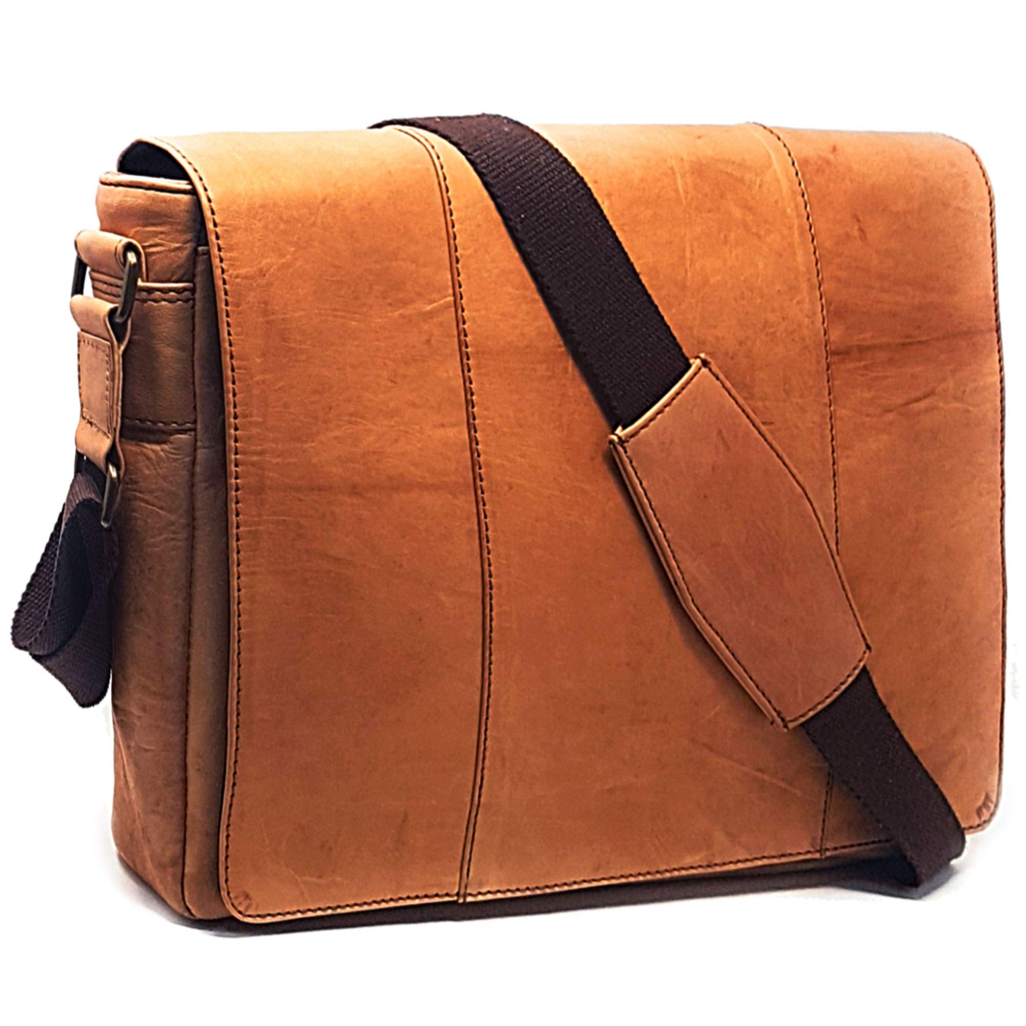 Premium Leather Laptop Messenger Bag for Men & Women - Stylish Crossbody Shoulder Bag for Office, Work & Travel - Durable Unisex Business Briefcase for Professionals & Students