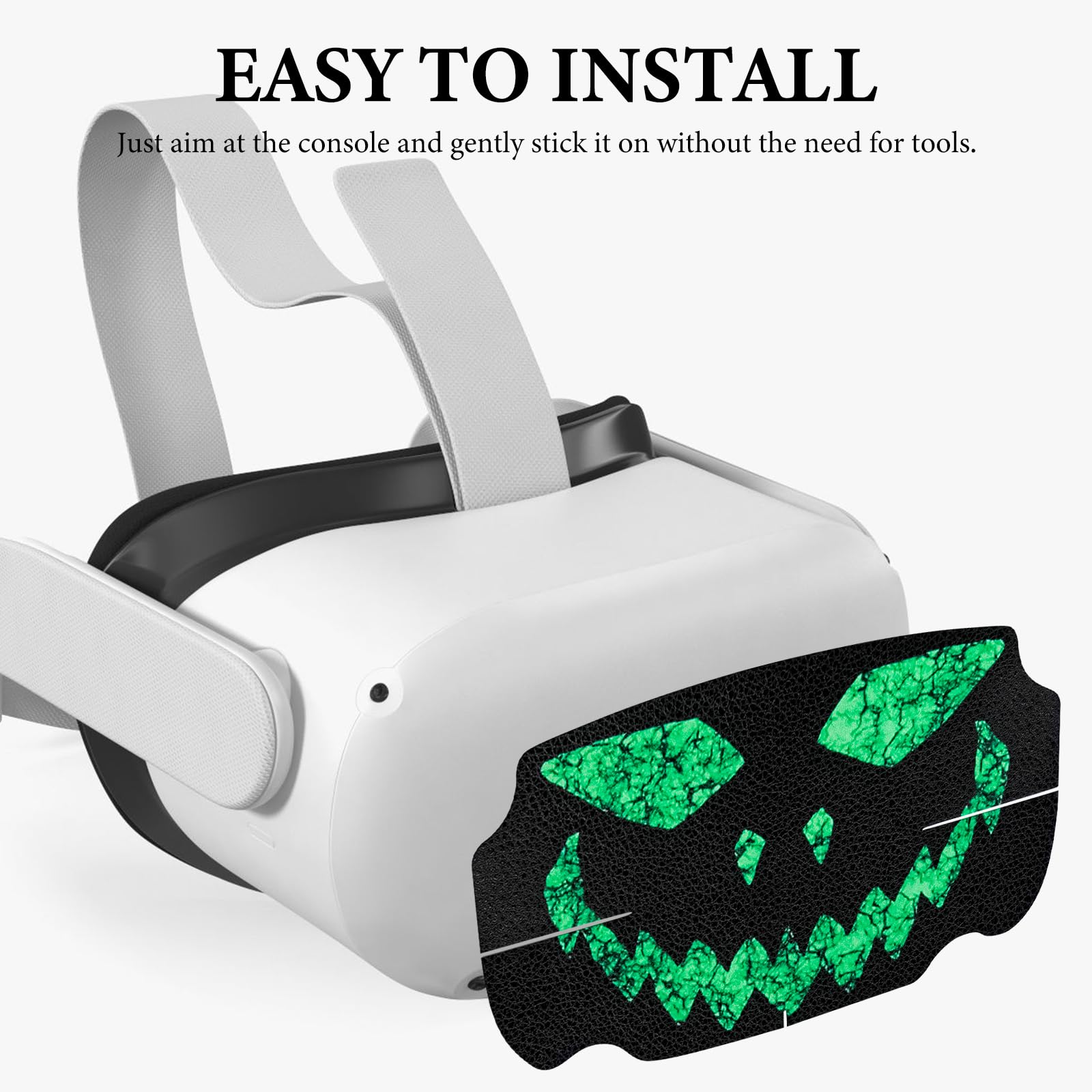 Geekria VR Headset & Controller Handle Skin Compatible with Oculus Quest 2 - Durable Scratch-Resistant Protective Cover with Horror Stickers - Perfect for Gaming, VR Experiences & Accessories Protection
