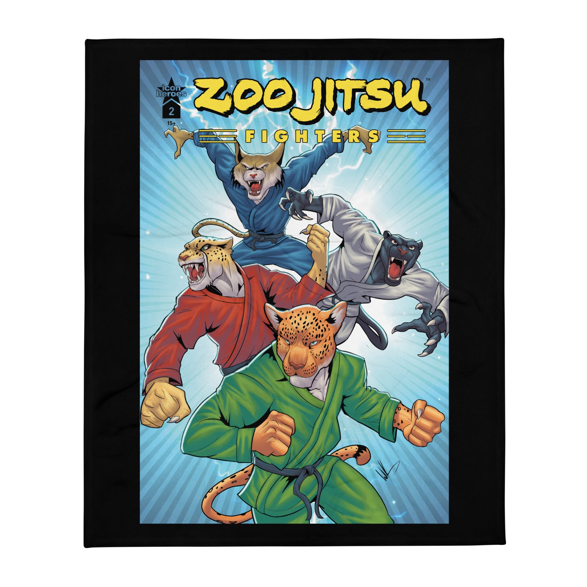 Zoo Jitsu Fighters #2 Cover B King Throw Blanket - Soft Flannel Blanket for Anime Fans, Gaming Room Decor, and Cozy Movie Nights