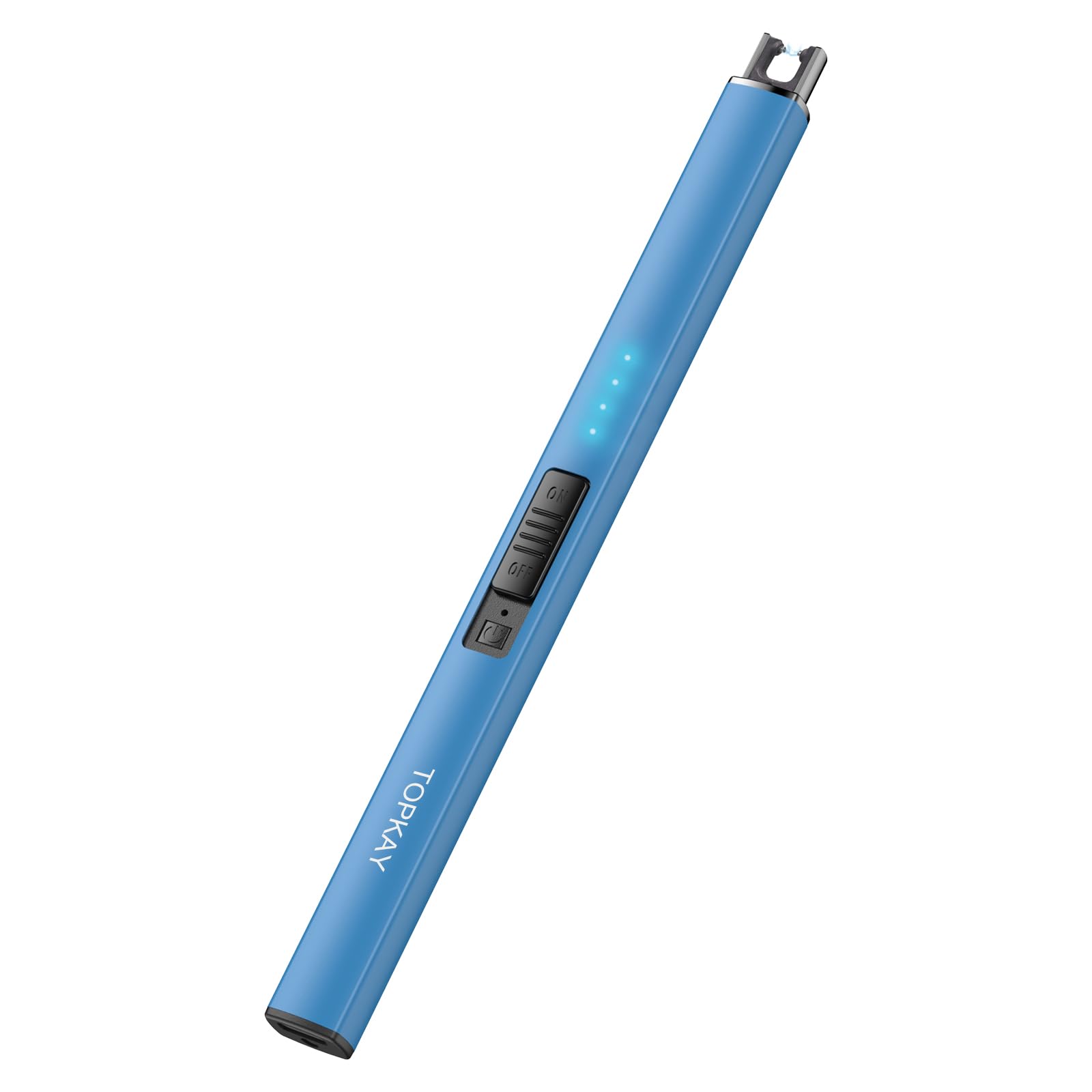 USB Rechargeable Plasma Lighter - Windproof Flameless for Candles, Grill, Camping (Lake Blue)