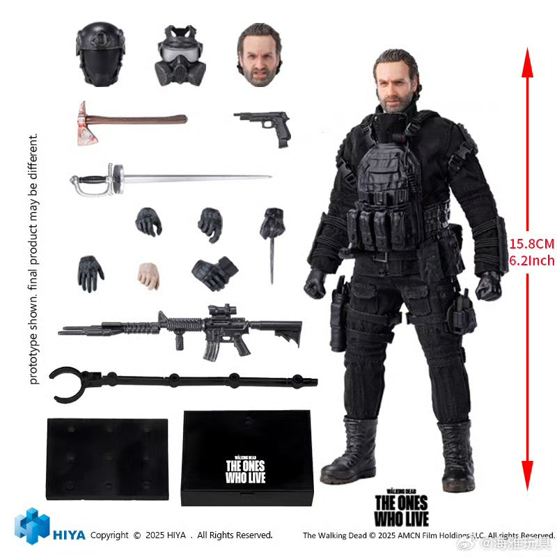 HIYA 16CM 1/12 Scale The Walking Dead: The Ones Who Lived Rick Grimes Action Figure - Highly Detailed Collectible Toy for Display & Role Play Scenes