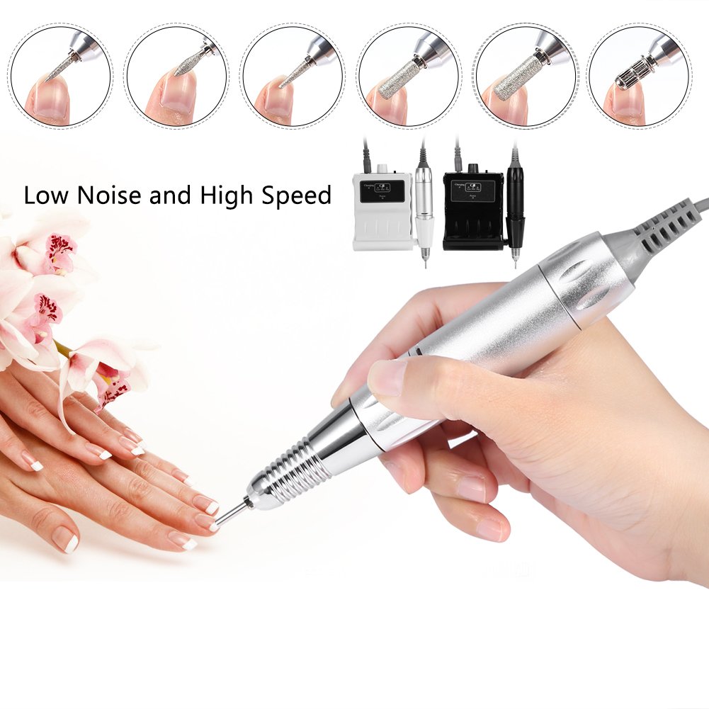**30000 RPM Professional Nail Drill Machine - Rechargeable Portable E-File for Acrylic Nails, Manicure & Pedicure | Smooth Polishing Buffer & Nail Filer Tool Set for Home & Salon Use (White) | Perfect for DIY Nail Art, Gel Extensions & Nail Care**