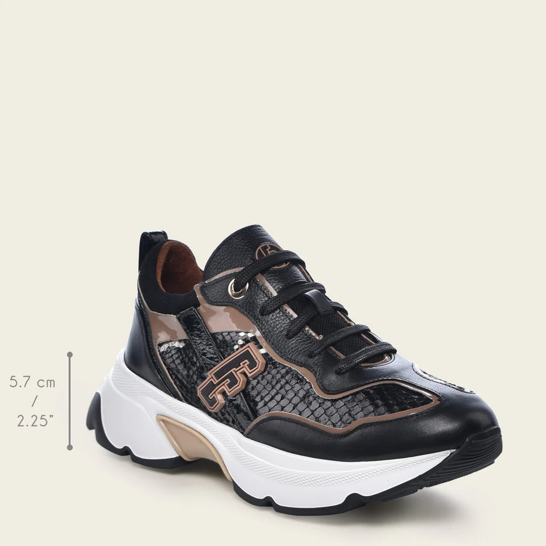 Women's Black Python Print Sneakers - Fashionable & Comfortable A02PBTS for Casual Wear, Work & Outdoor Activities
