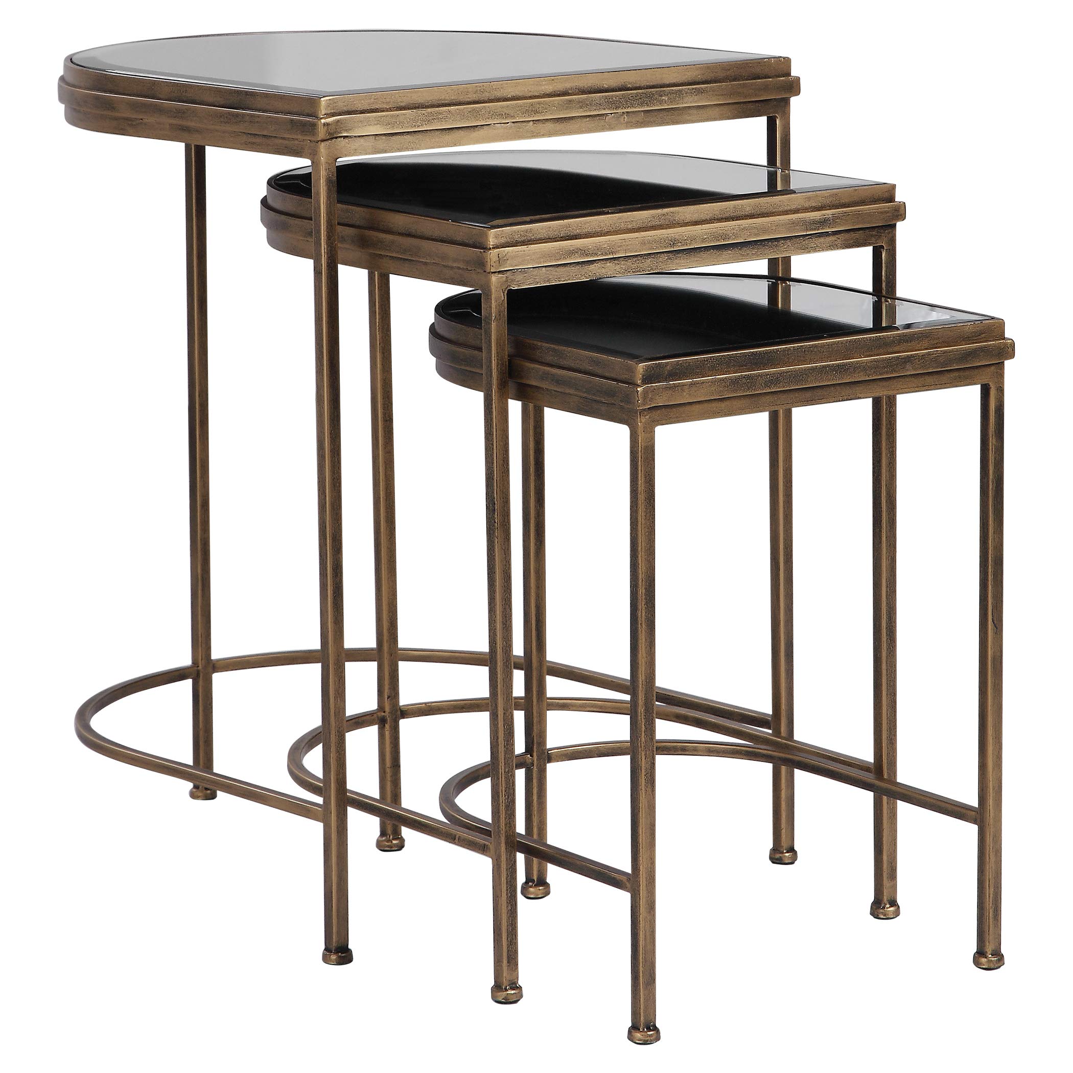 Handmade India Nesting Tables Set of 3 - Traditional Wooden Side Tables with Carved Designs - Perfect for Living Room, Bedroom, or Office Decor