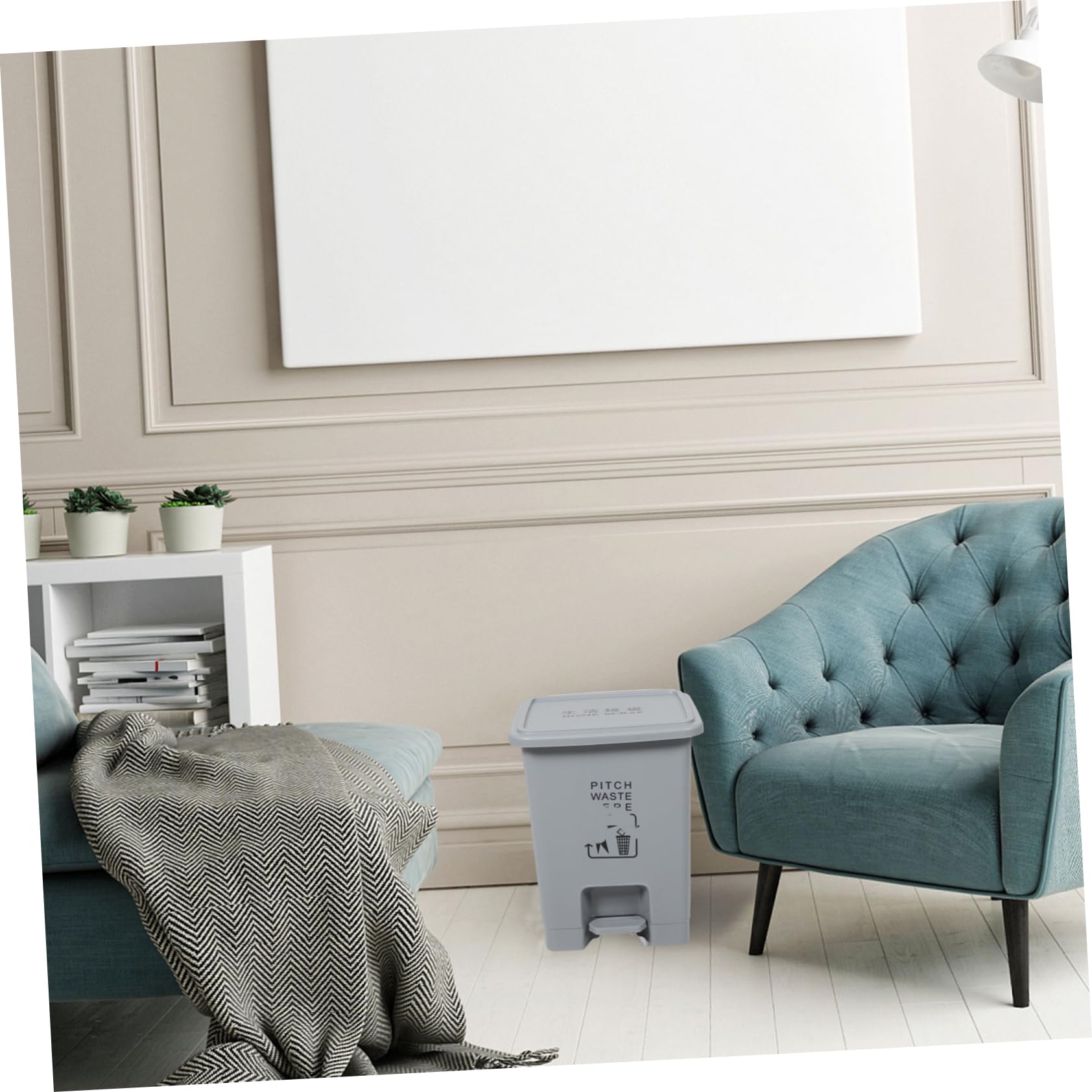 1pc Step Trash Can - Plastic Pedal Garbage Bin with Lid, Household Waste Organizer for Kitchen, Bathroom, Office & Bedroom - Simple & Durable Rubbish Container for Home Use