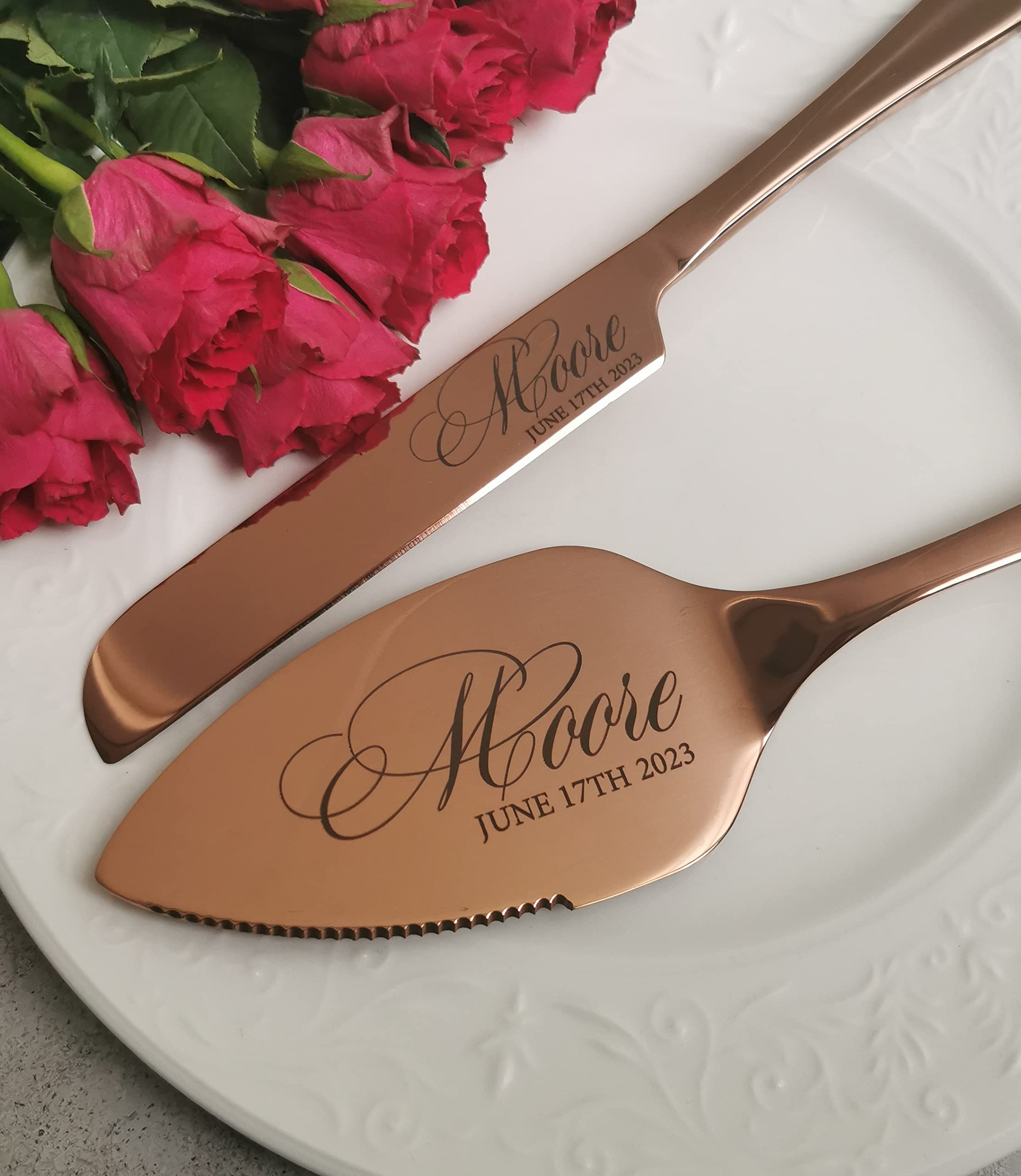 Personalized Wedding Cake Serving Set - Custom Engraved Stainless Steel Pie Cutting Tools with Knife & Forks (2-Piece Silver Set) - Perfect for Anniversaries, Birthdays, Bridal Showers & Wedding Keepsake Gifts - Ideal for Cake Cutting Ceremonies, Dessert Serving & Special Occasion Celebrations