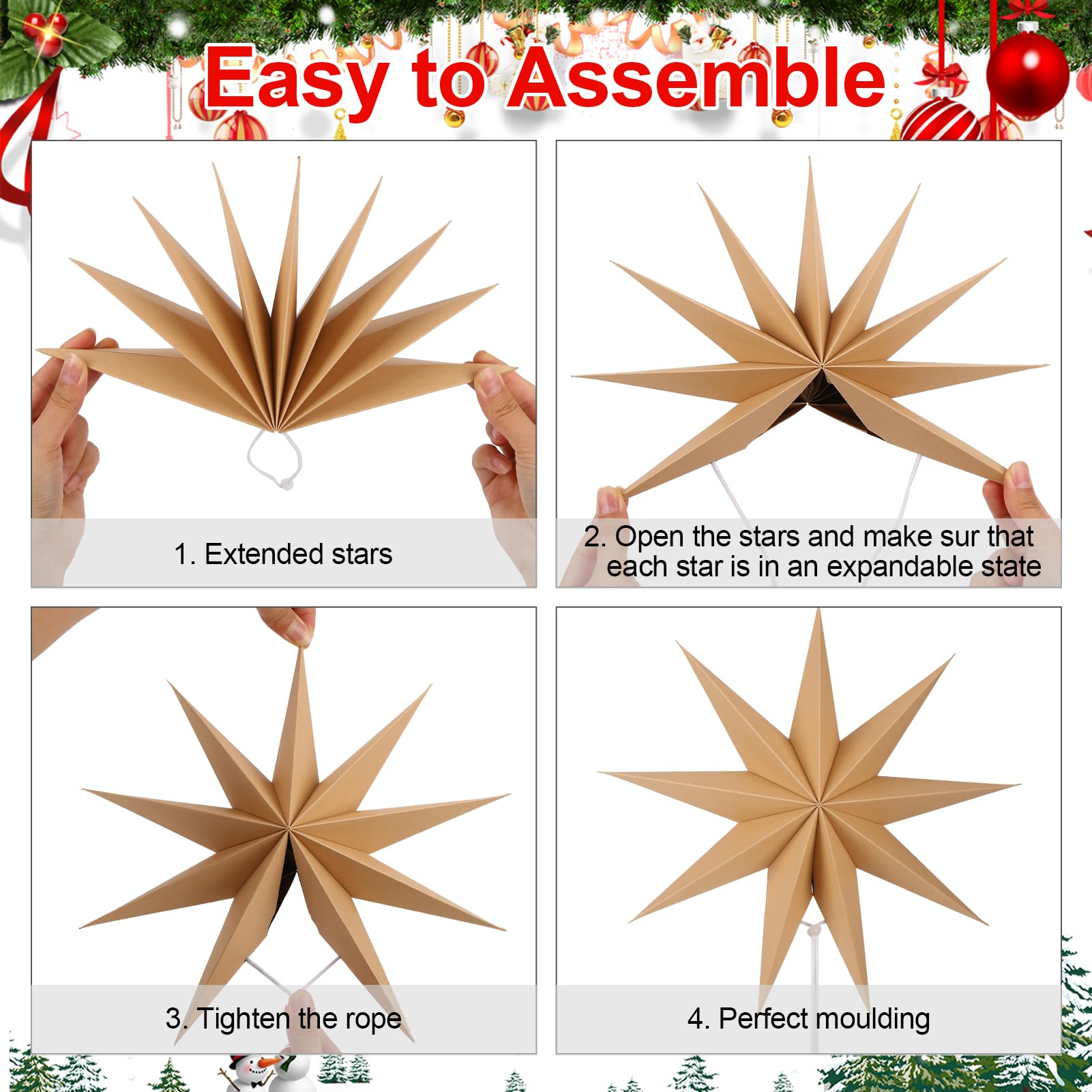 5 Pack Sage Green Paper Star Lanterns - 12 Inch Hanging Christmas Party Decorations for Home, Wedding, Birthday & Holiday Celebrations - Elegant Hanging Lampshade for Indoor Festive Decor