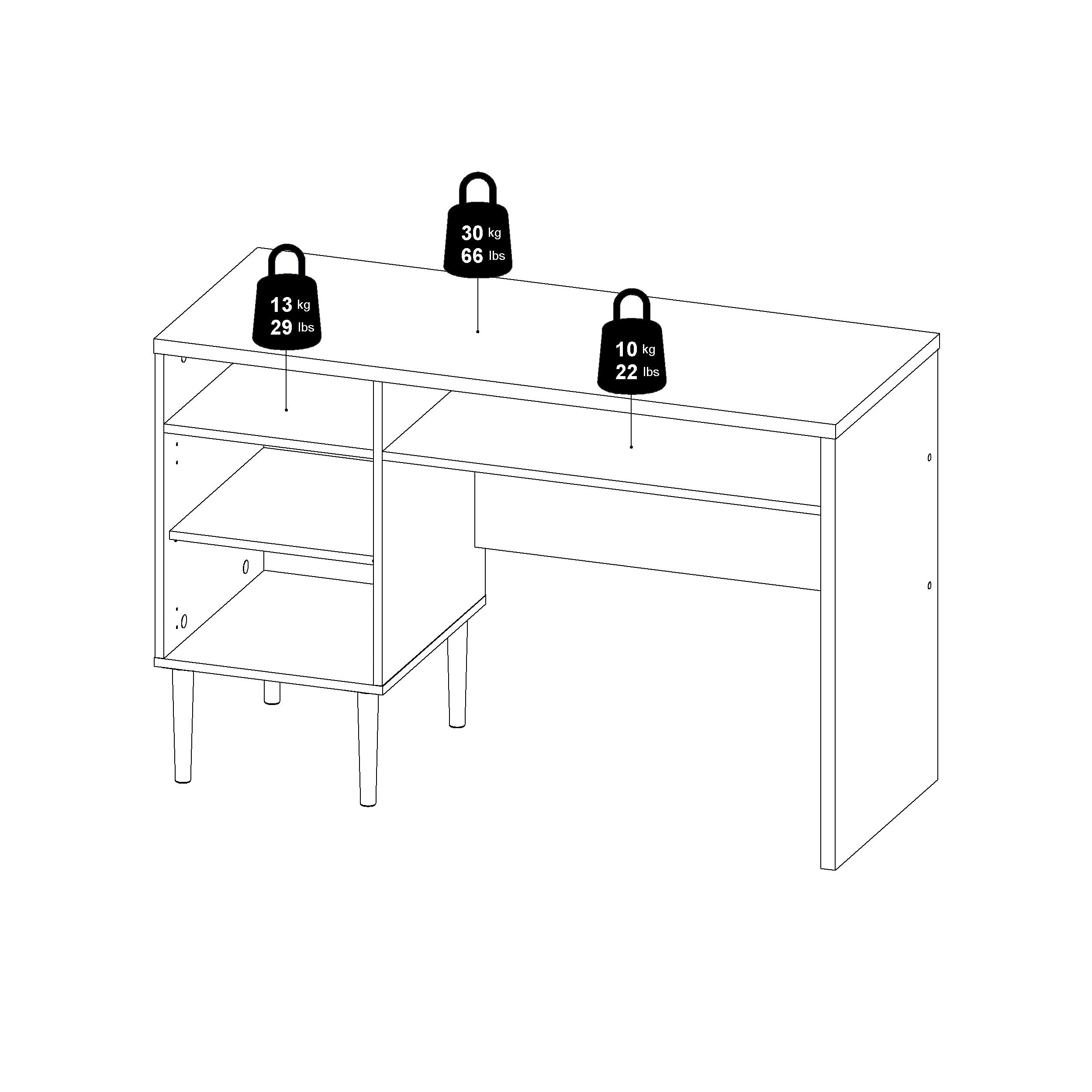 Tvilum Jackson 1-Door 2-Shelf Writing Desk in Hickory/White Matte Finish - Perfect for Home Office, Study Room, or Dormitory Workspace