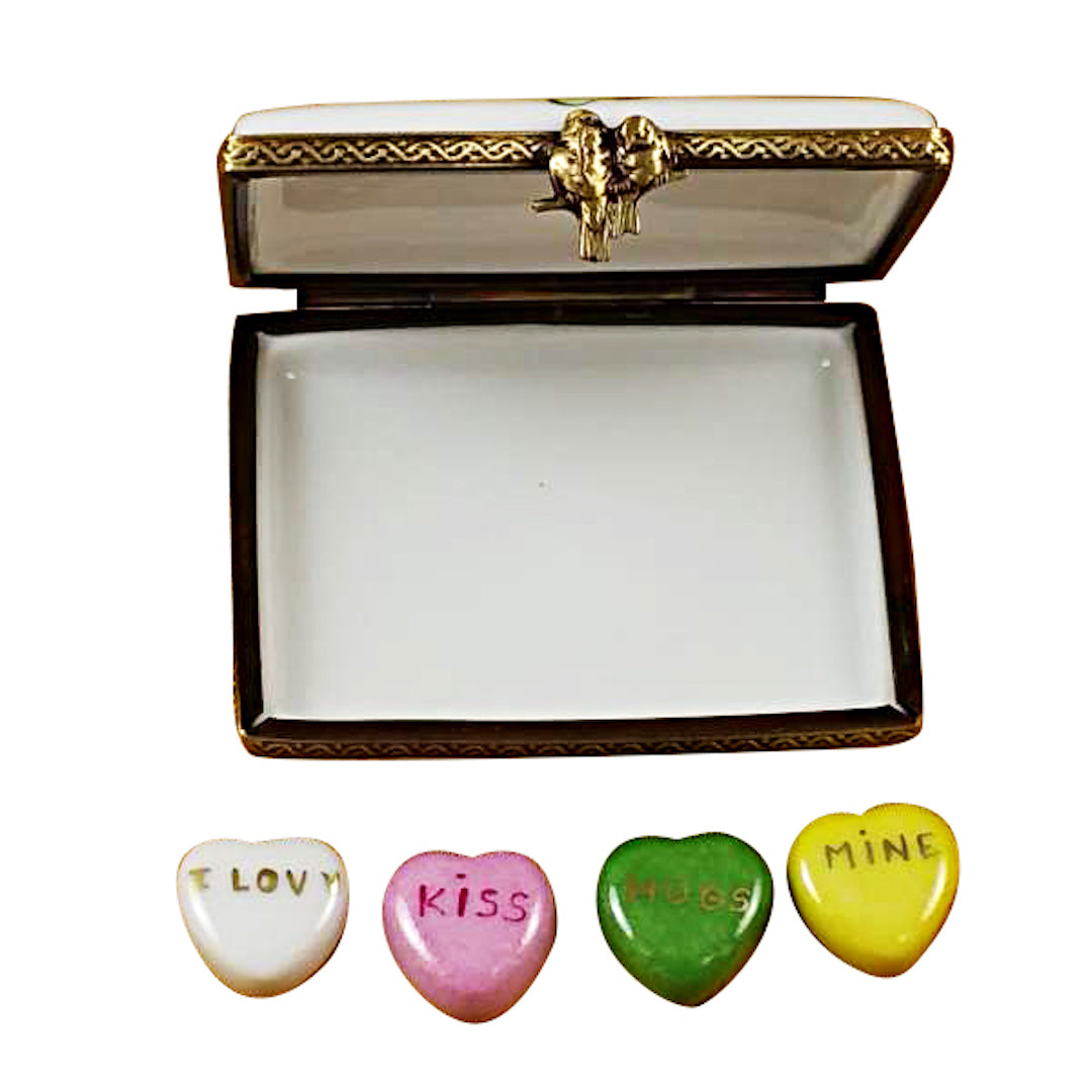 Valentine's Day Envelope with Hearts - Limoges Porcelain Keepsake Box for Love Letters & Jewelry Storage